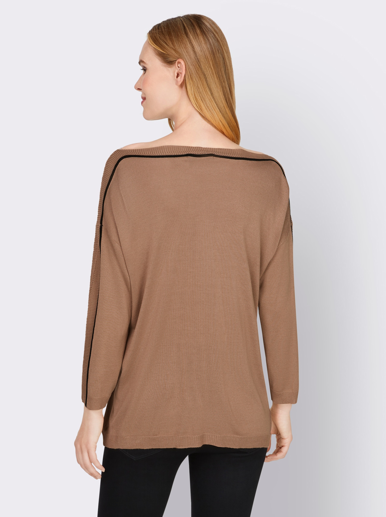 heine Feinstrickpullover mit U-Boot-Ausschnitt - camel