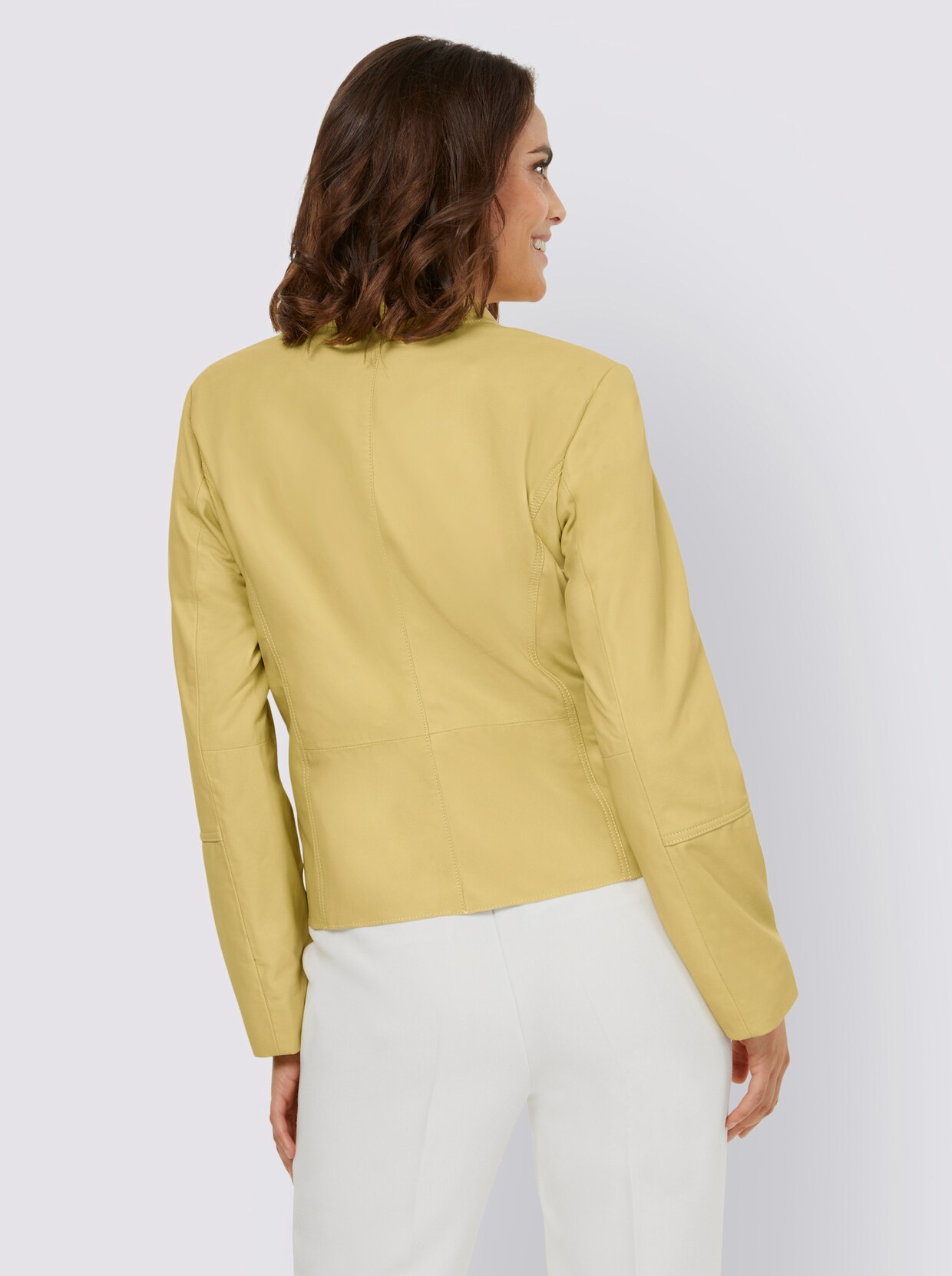 heine Leder-Jacke - zitrone