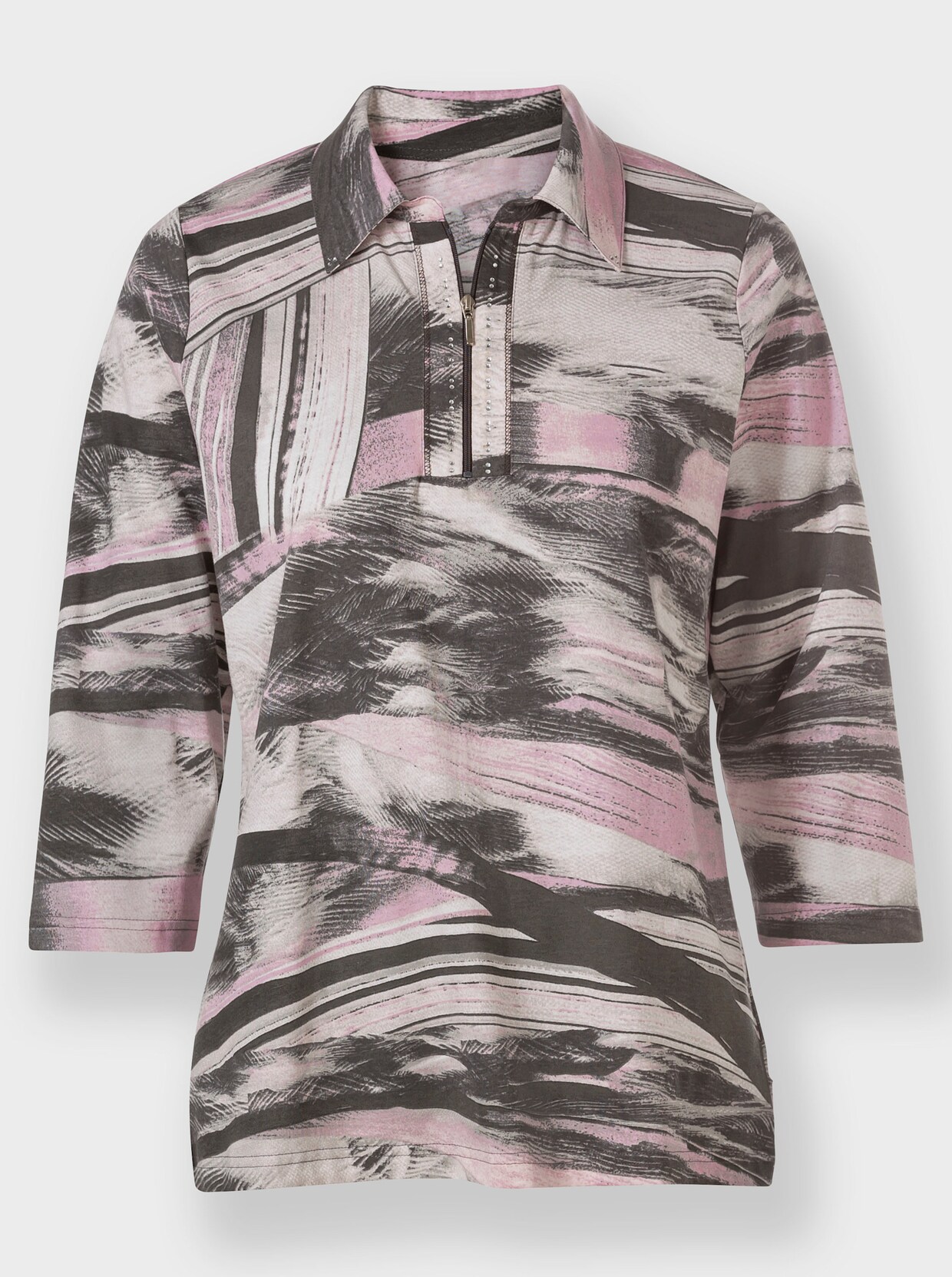 Poloshirt - roze/grafiet bedrukt
