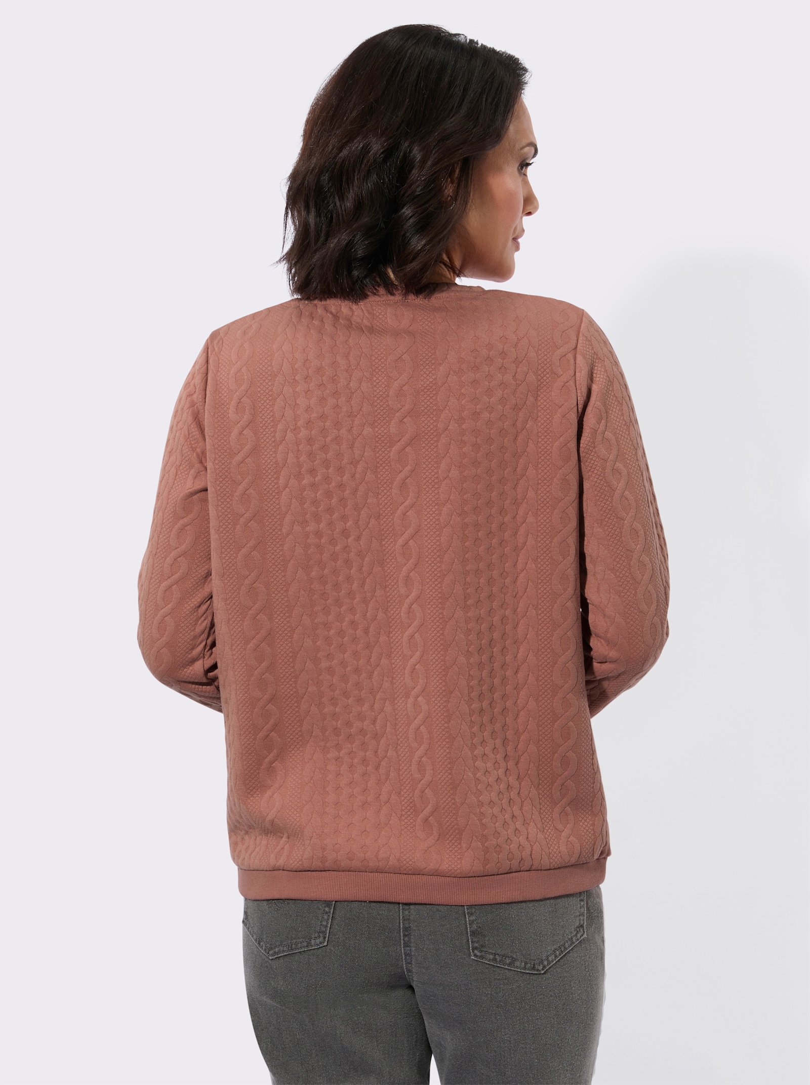 Langarmshirt mit Jacquard-Muster - rosenholz