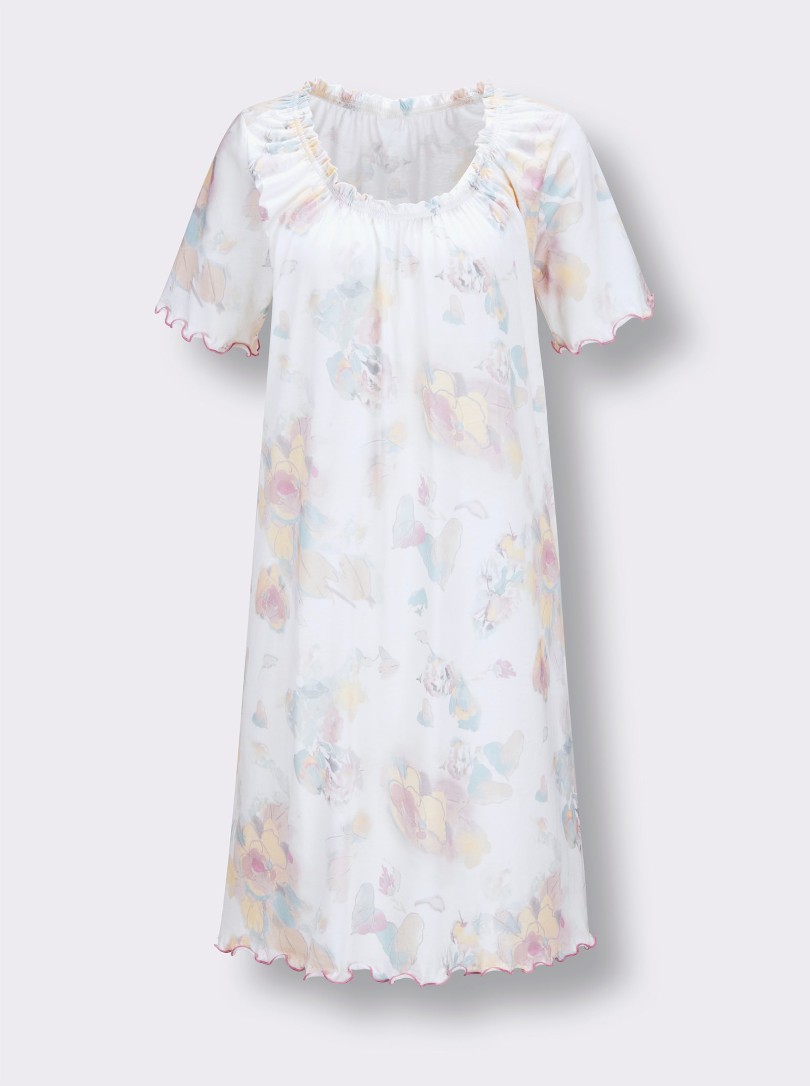 wäschepur Nachthemd mit Flügelärmeln - weiß-mint-bedruckt