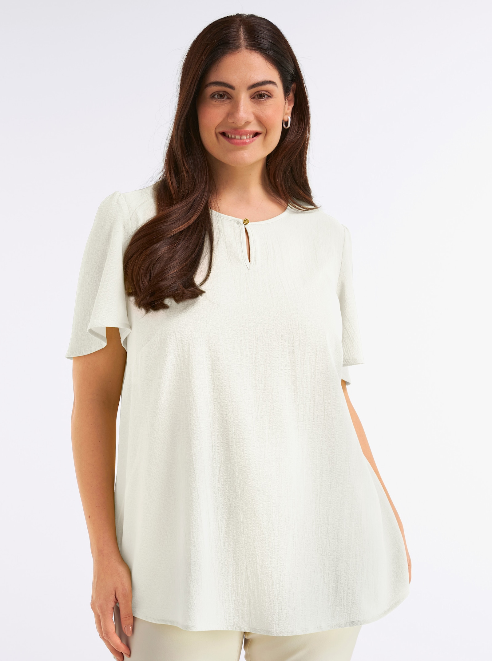 sheego Tunika mit Knopfverschluss - ecru