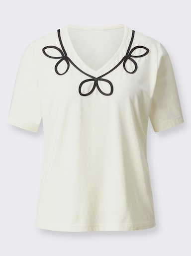 Shirt met korte mouwen - champagne/zwart gedessineerd