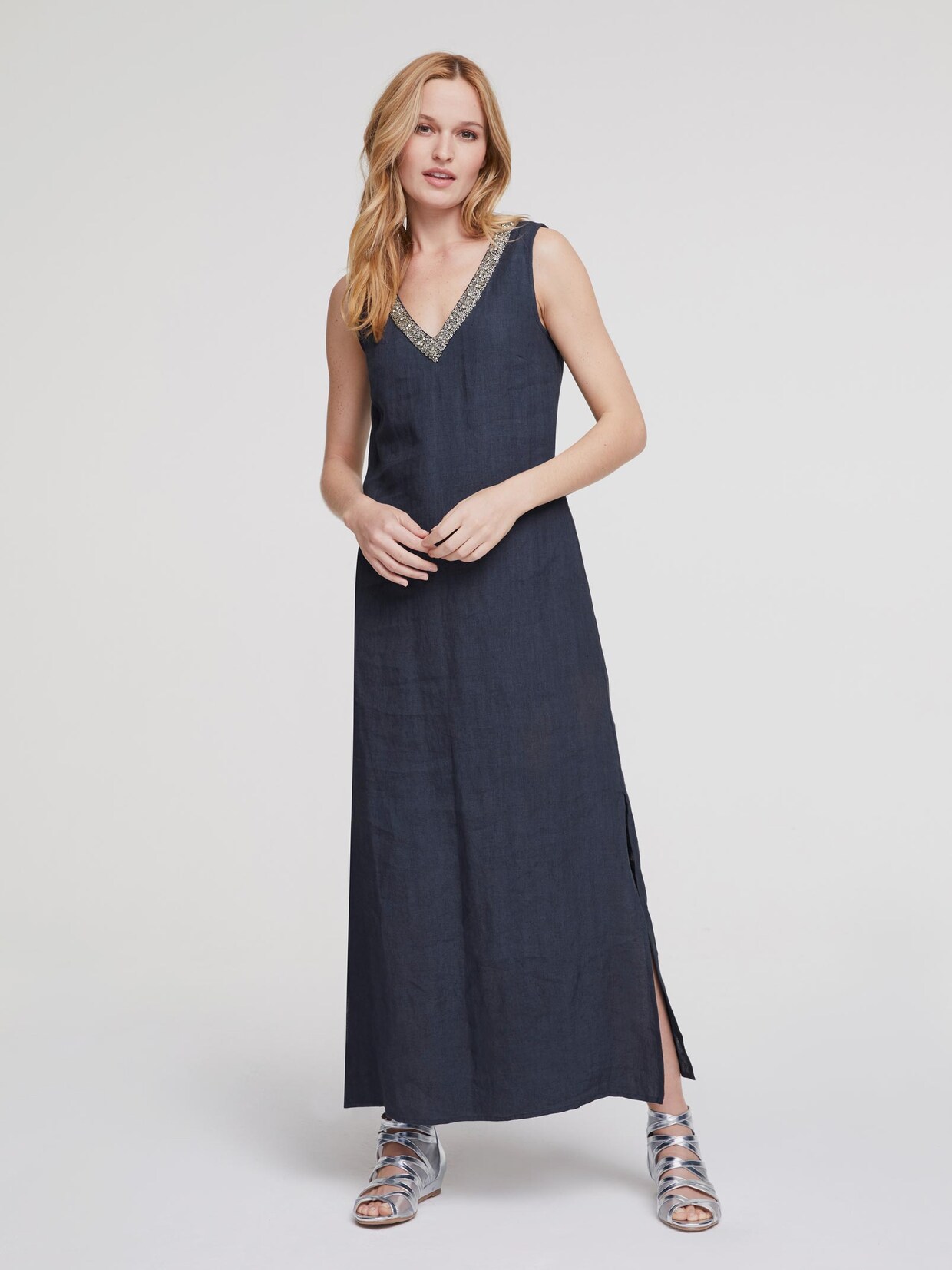 Rick Cardona Leinenkleid - nachtblau