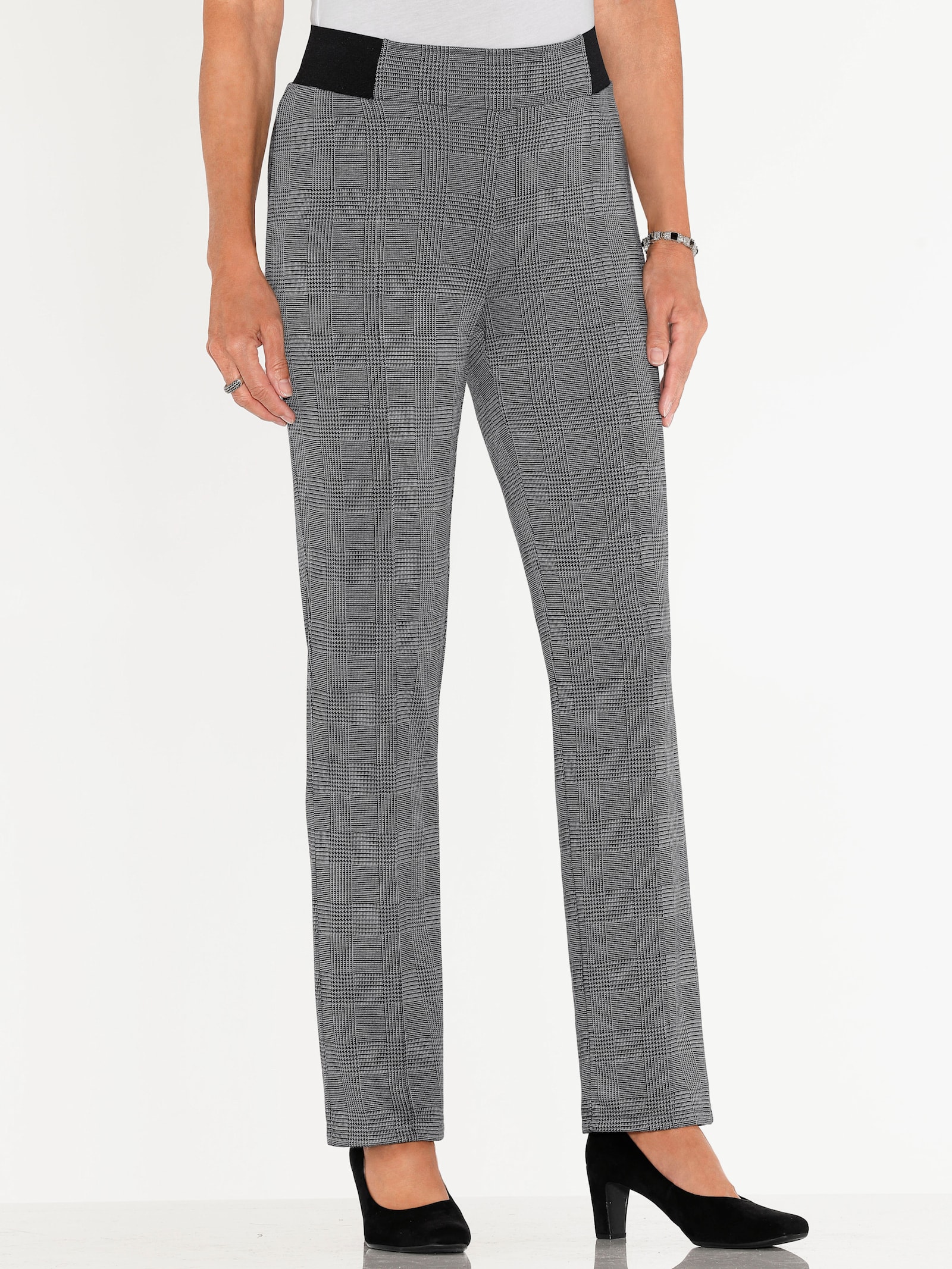 Jerseyhose in unterschiedlichen Dessins - schwarz-steingrau Glencheck