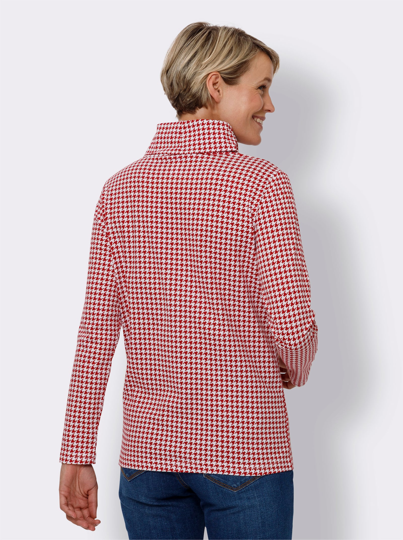 Rolák se vzorem pepito - bílá-červená-potisk