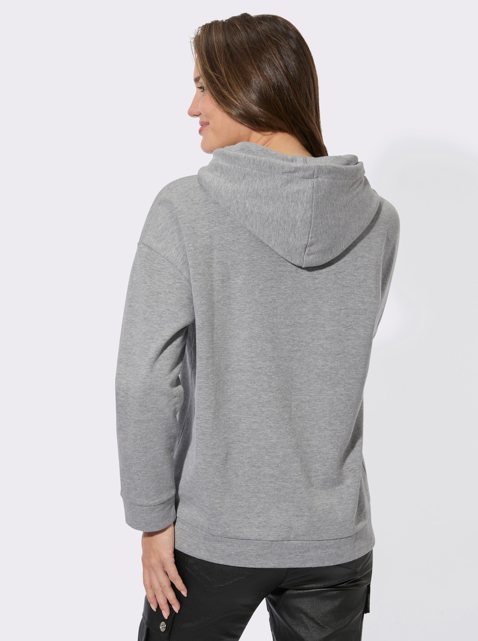 Sweatshirt mit Druck-Motiv - grau-meliert