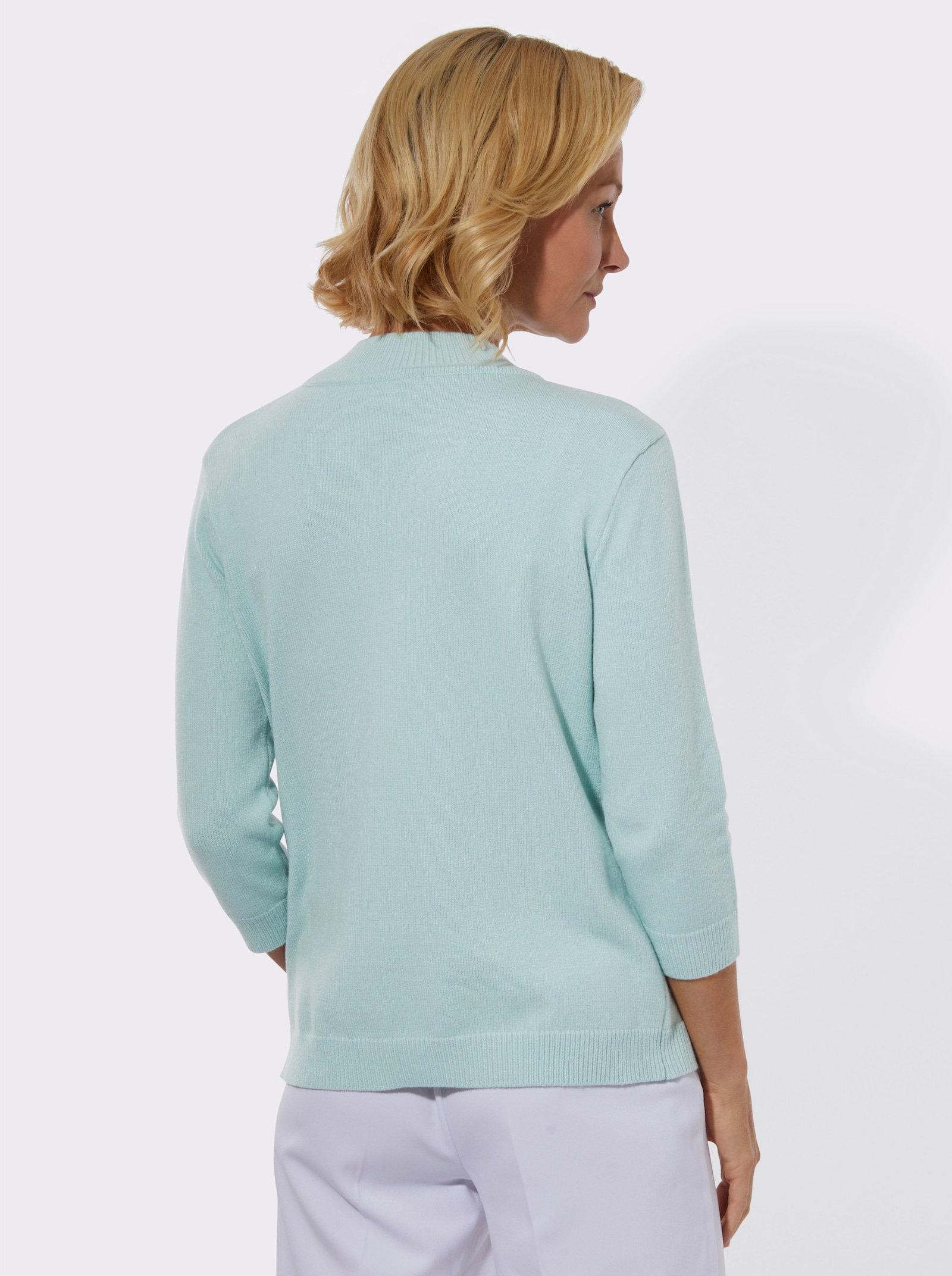 Stehkragenpullover mit Strickmuster - kalkmint