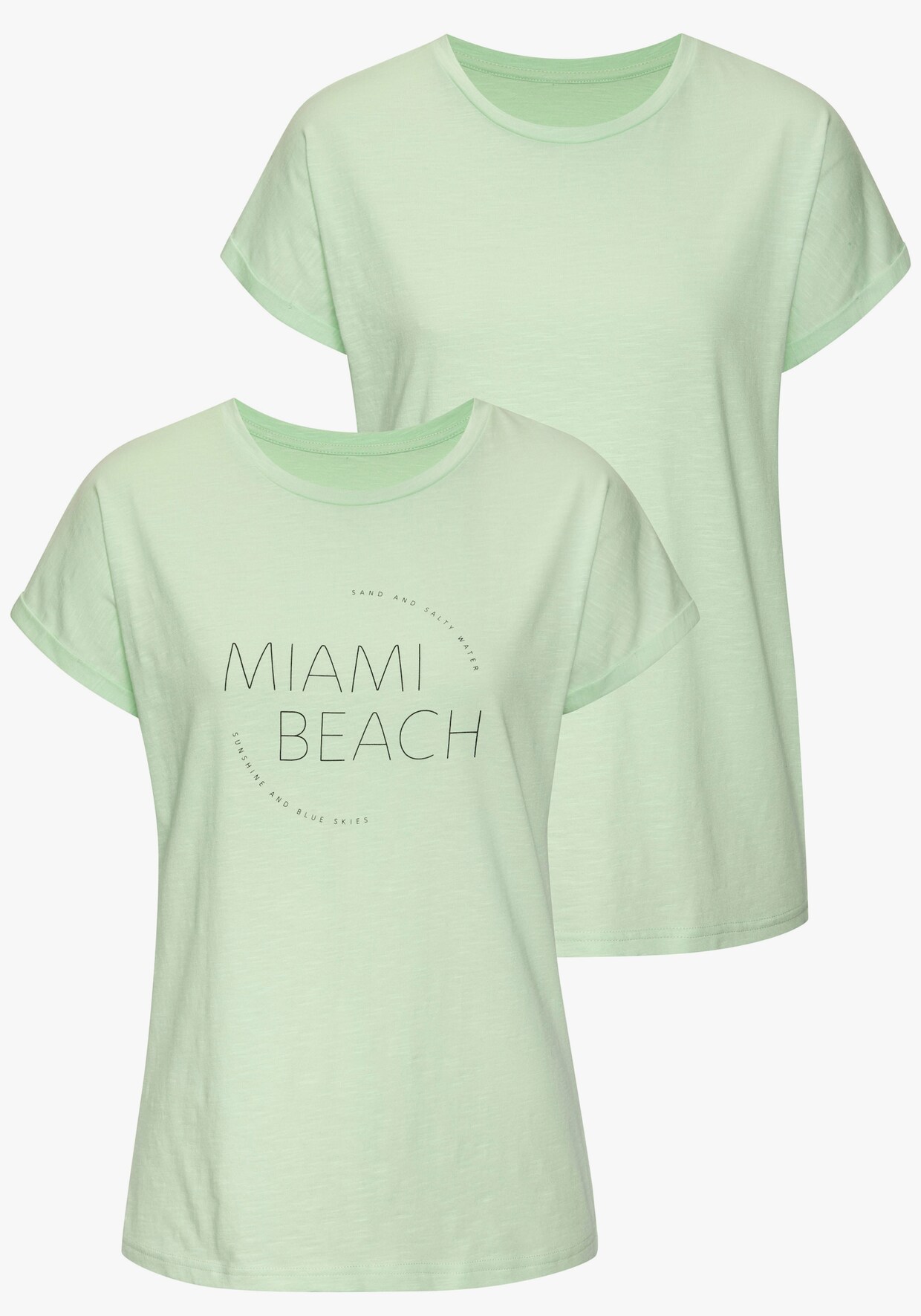 Vivance T-shirt - lime bedrukt, lime effen
