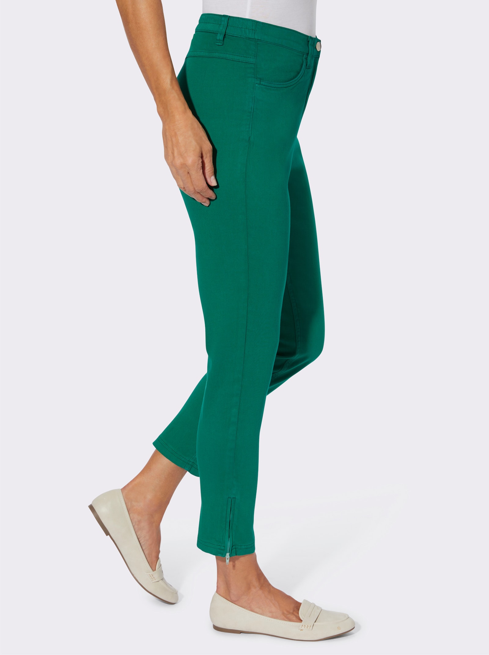 7/8-jeans met ritssluitingen opzij - groen