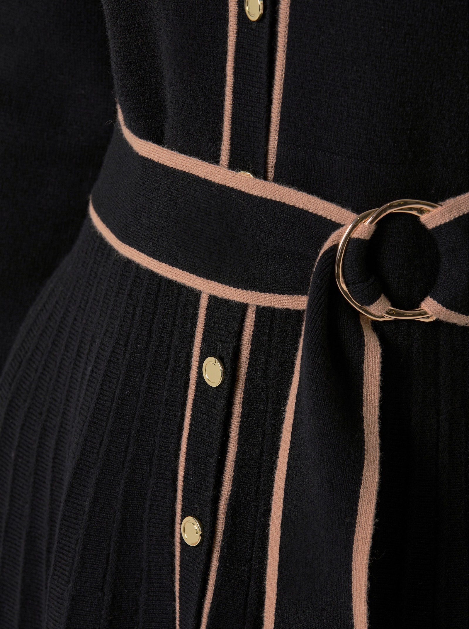 CREATION L PREMIUM Strickkleid inklusive Bindegürtel - schwarz-camel