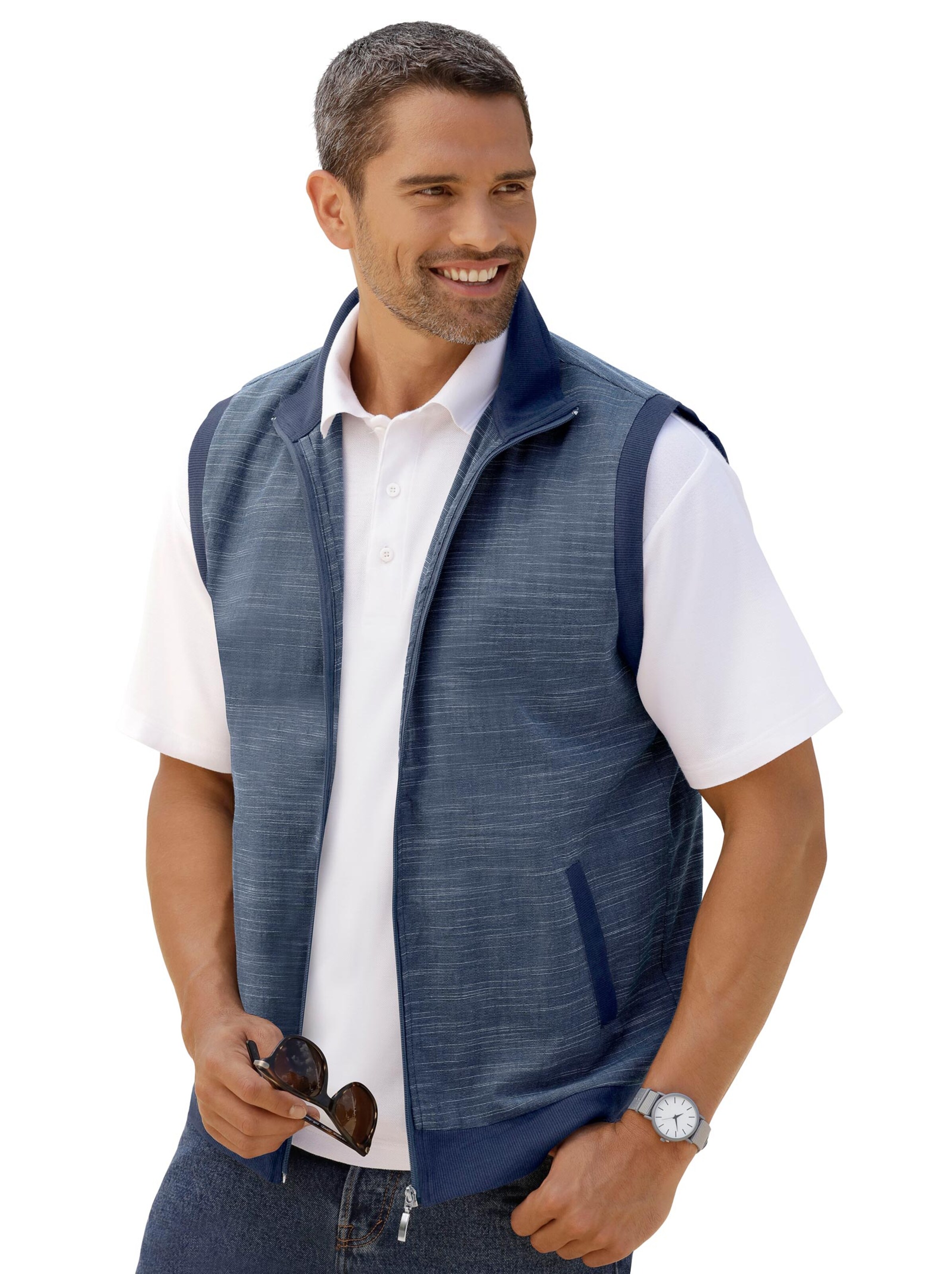 Freizeitweste - blau-meliert