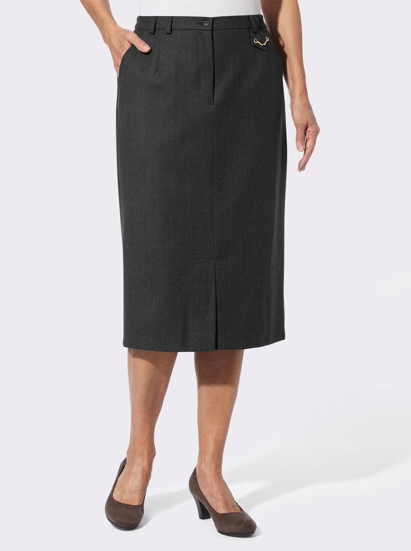 Webrock mit Deko-Patte - anthrazit-meliert