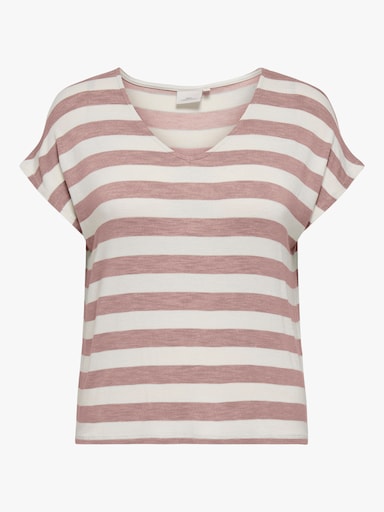 ONLY CARMAKOMA V-Shirt - adobe rose stripes:cloud dancer