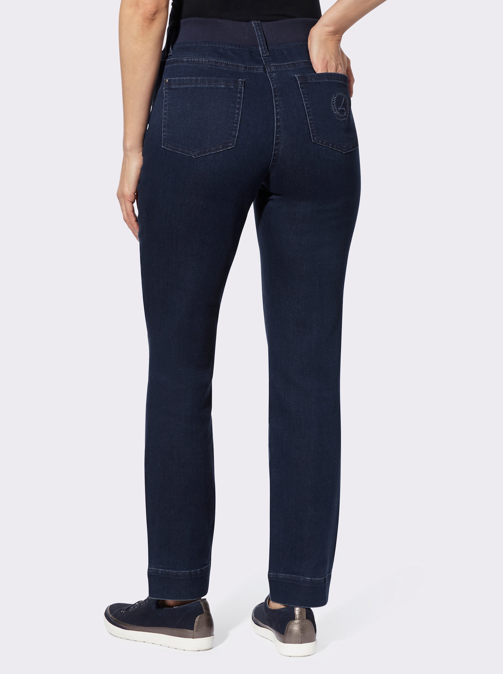 Comfortjeans met geribde comfortband - dark-blue