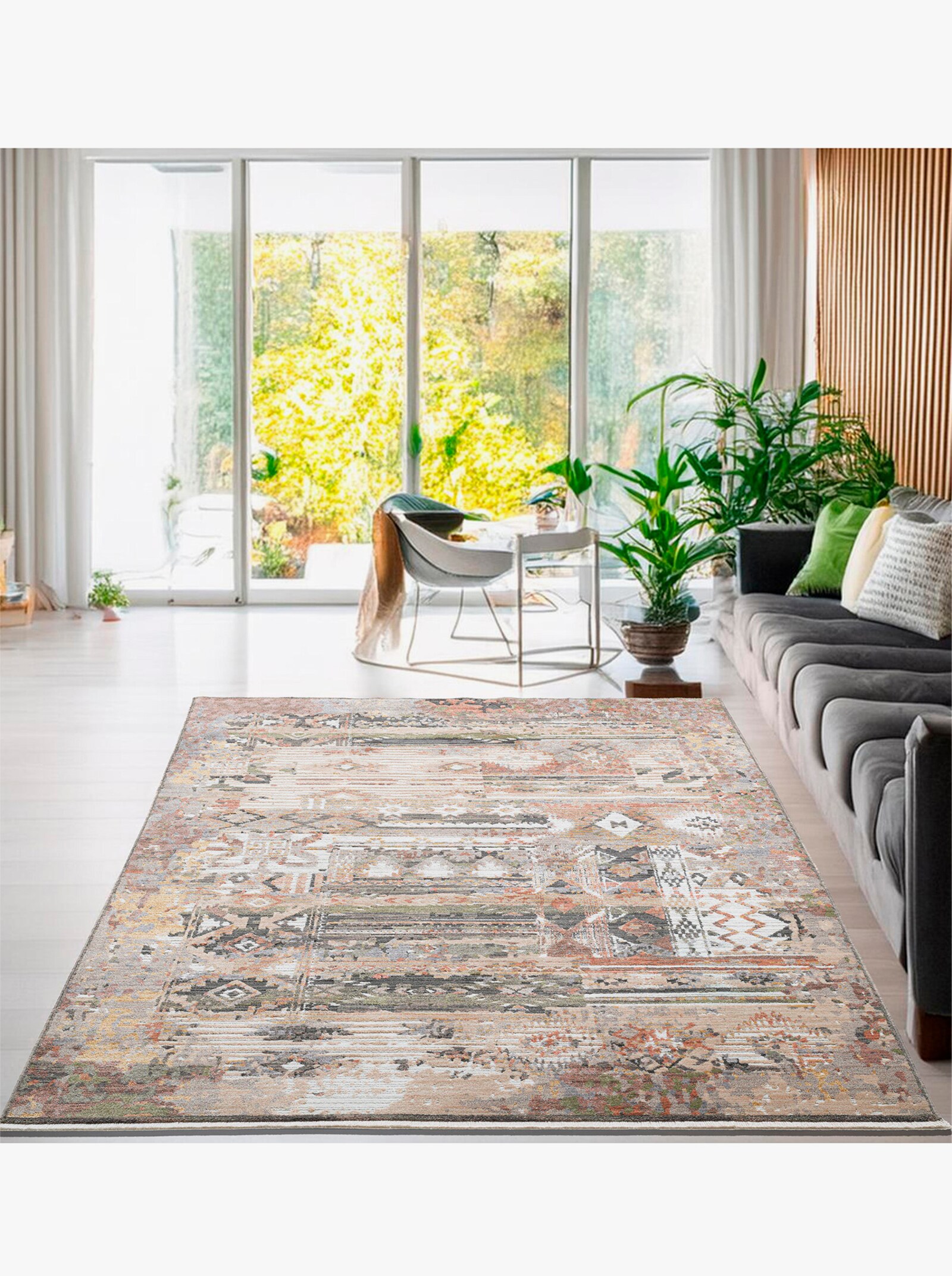 Theko Teppich - beige-gemustert