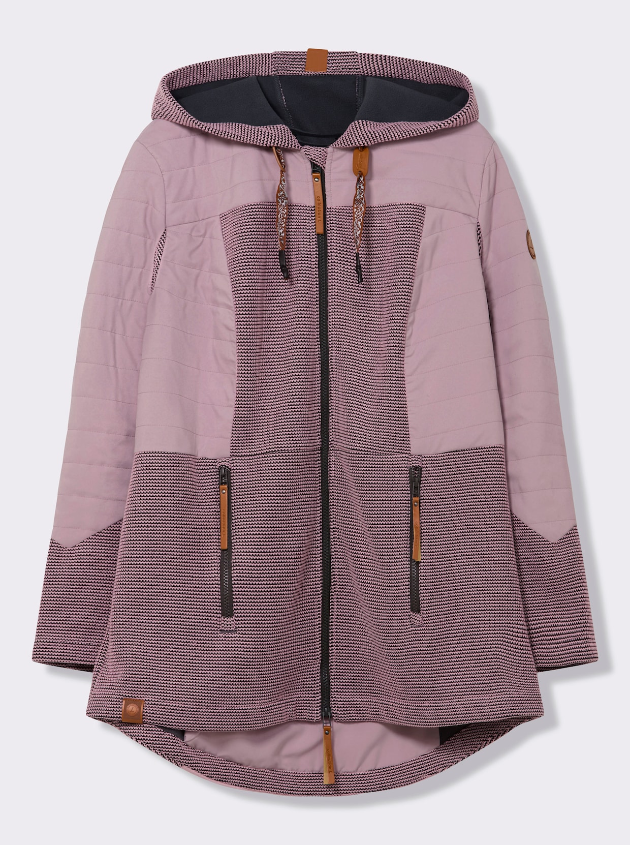Übergangsjacke im Mix aus Fleece und Stepp - mauve