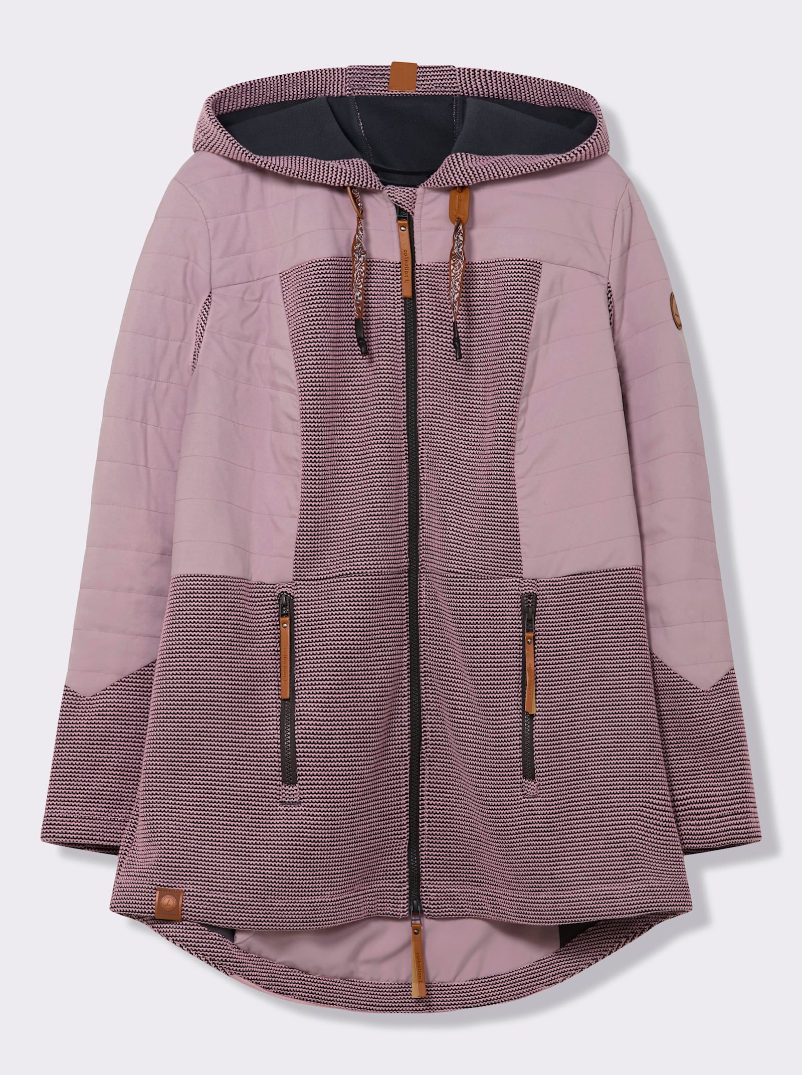 Übergangsjacke im Mix aus Fleece und Stepp - mauve