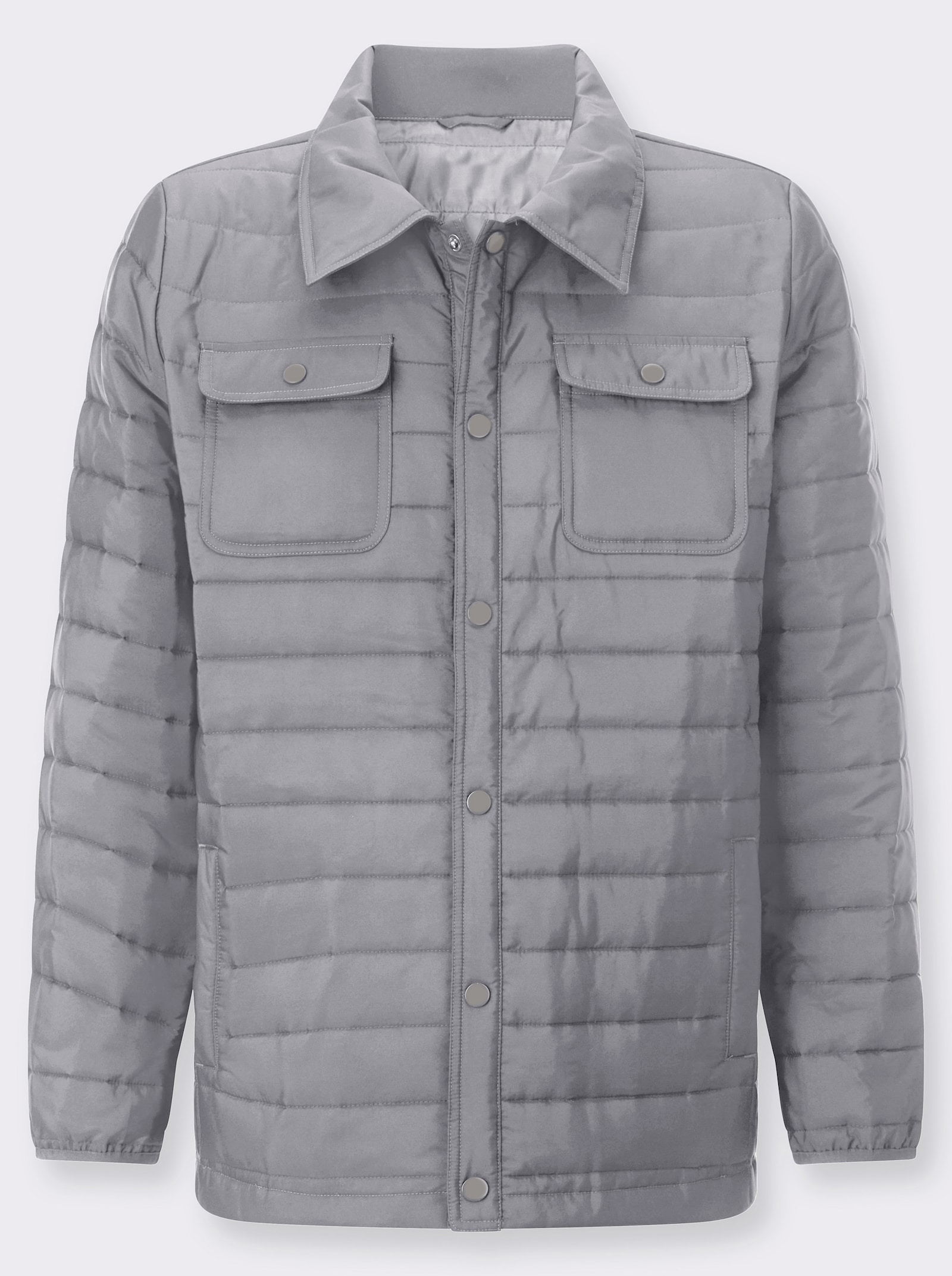 Steppjacke mit Druckknopfleiste - steingrau