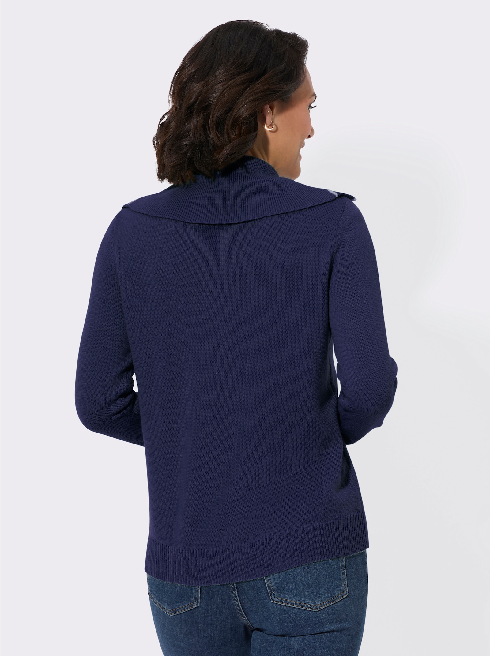 Pullover met schipperskraag - marine