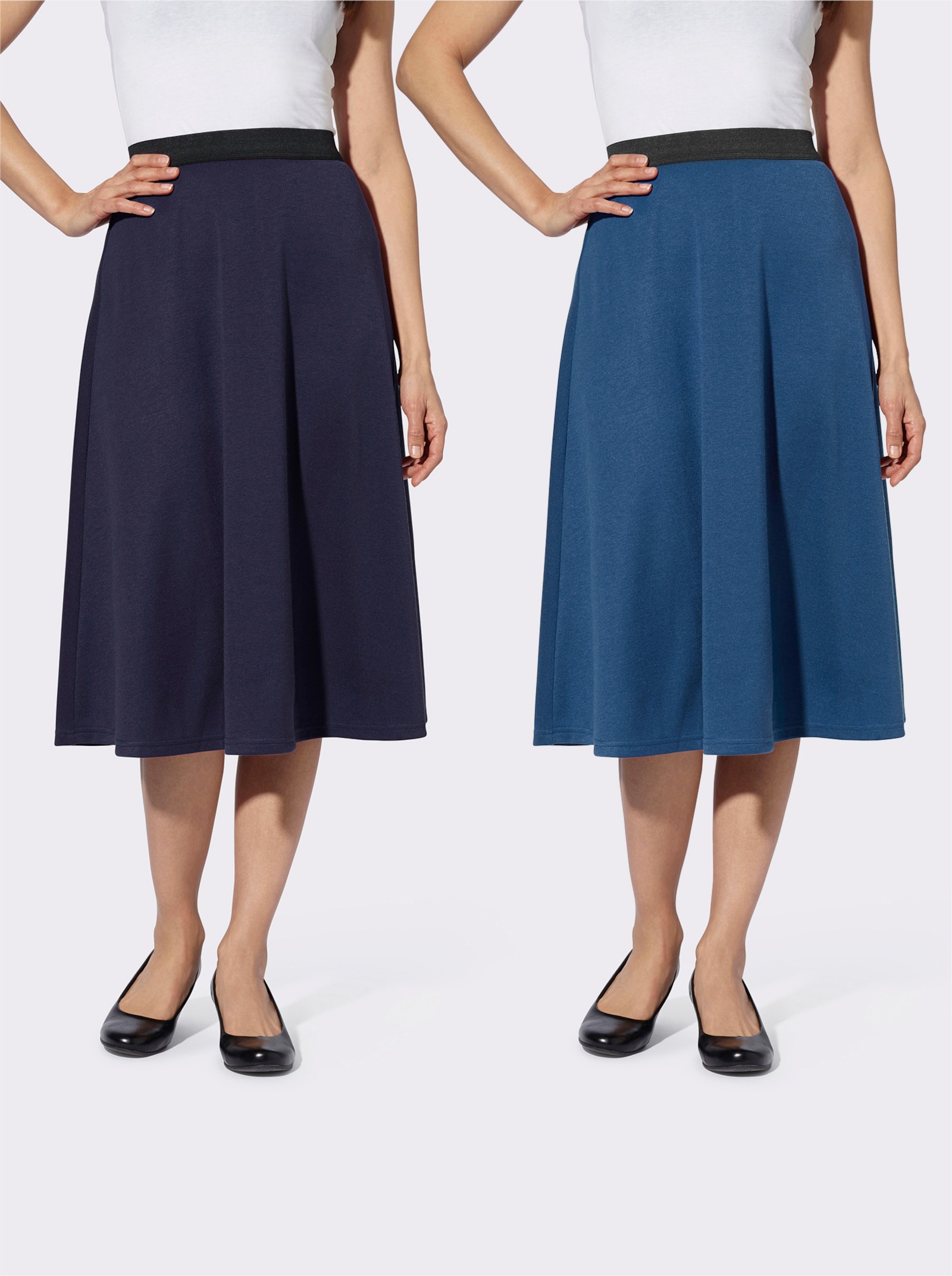 Jerseyrock mit Kontrastbund - marine + jeansblau