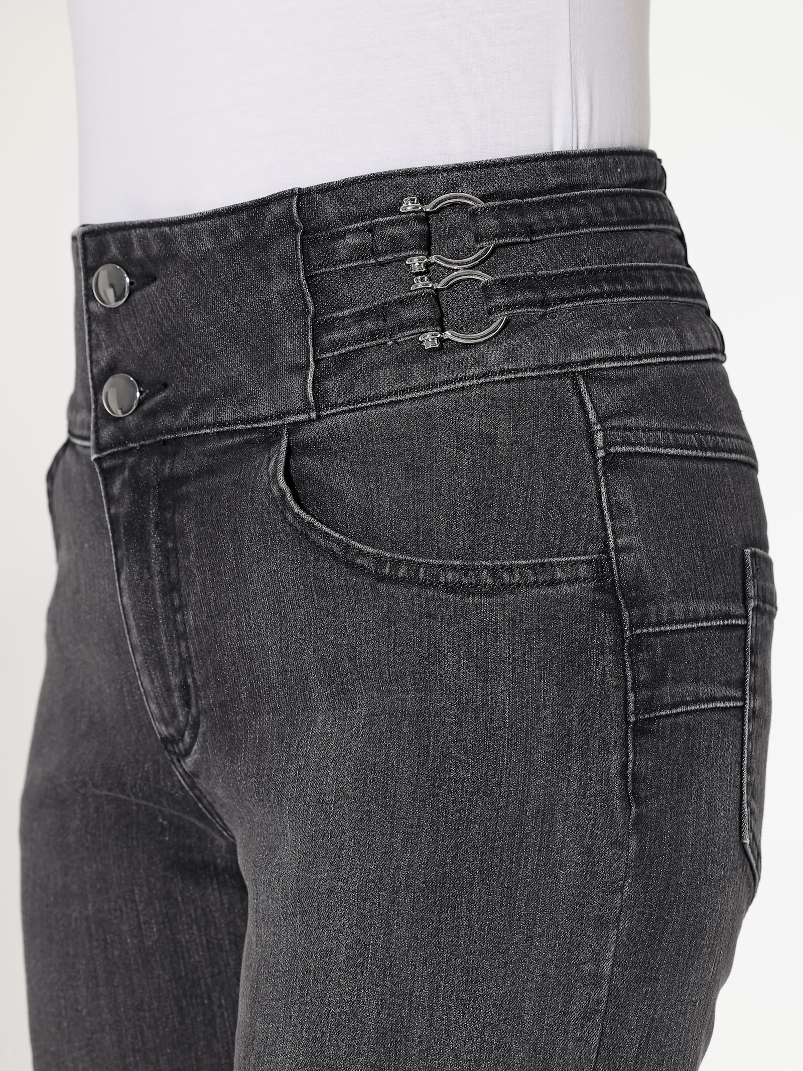 heine Bootcut jeans met brede band - grafiet denim