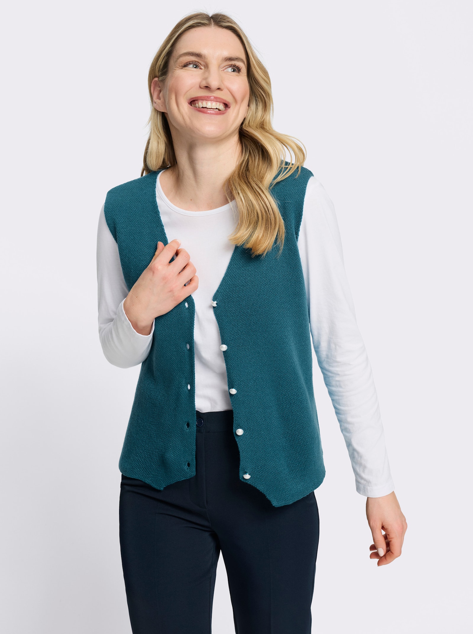 Strickweste mit Knöpfen in Perlen-Optik - aquapetrol