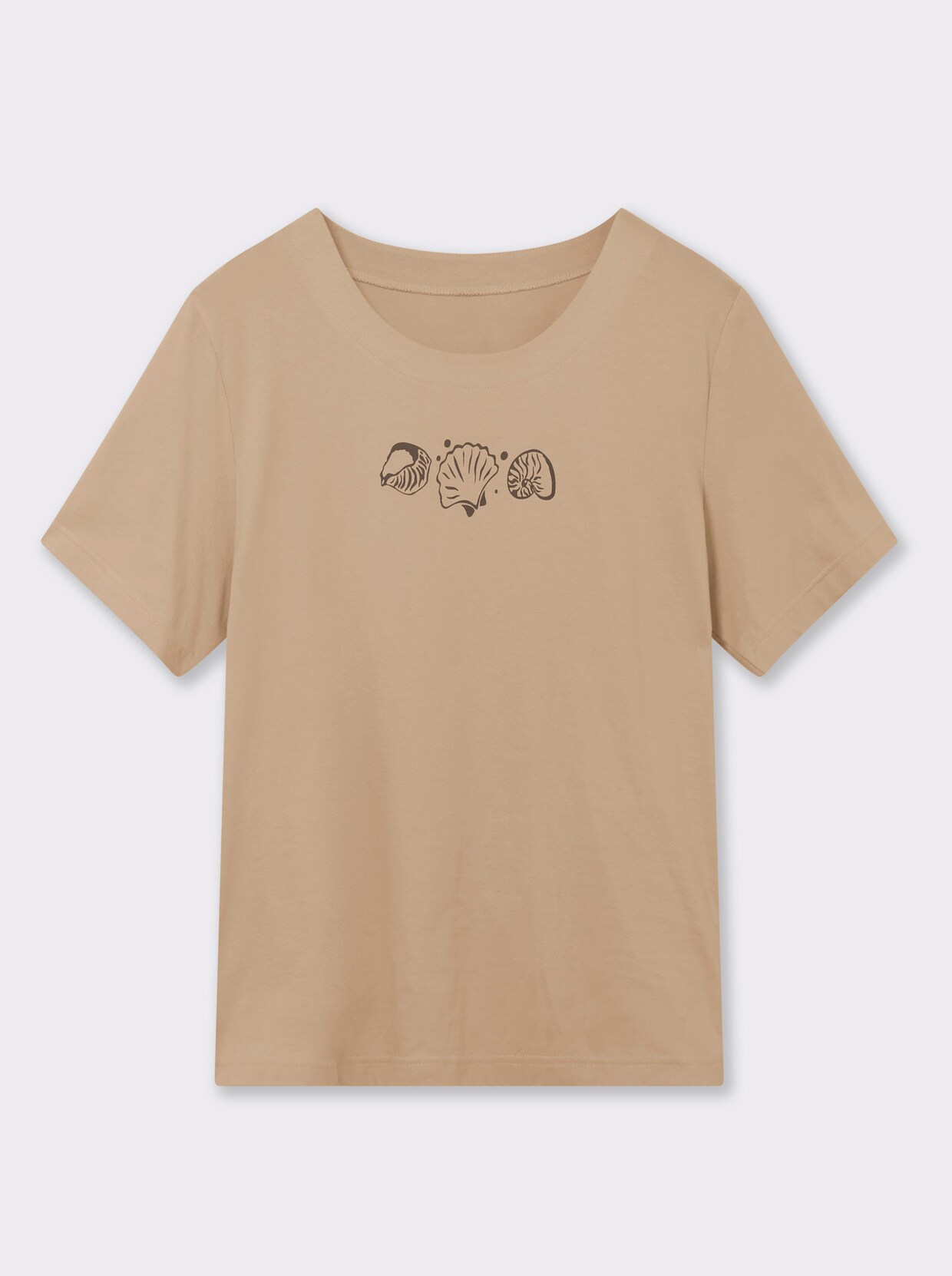 Kurzarmshirt mit Muschel-Druck - beige
