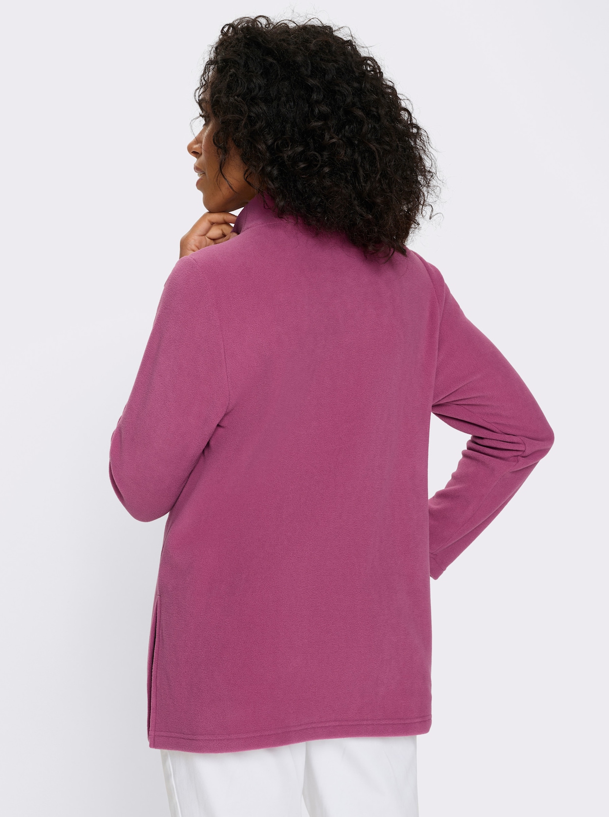 Fleeceshirt in Longform mit Stehkragen - erika