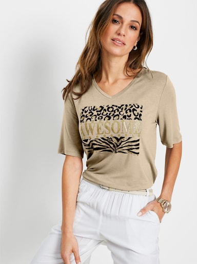 Shirt mit Animal-Motiv - sand-schwarz