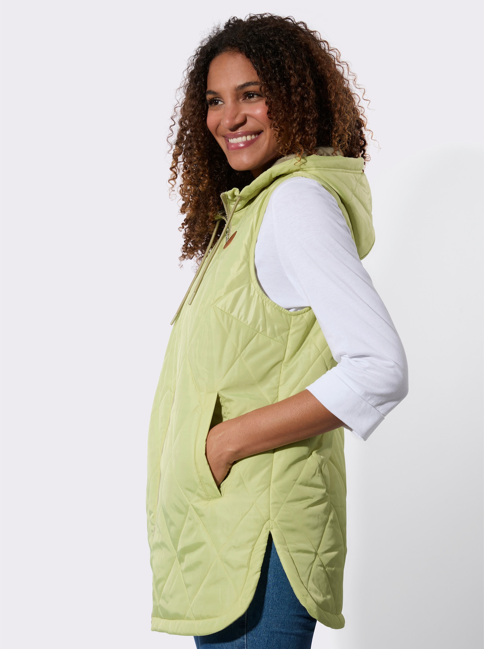 Steppweste mit Kapuze, pflegeleicht - pistazie