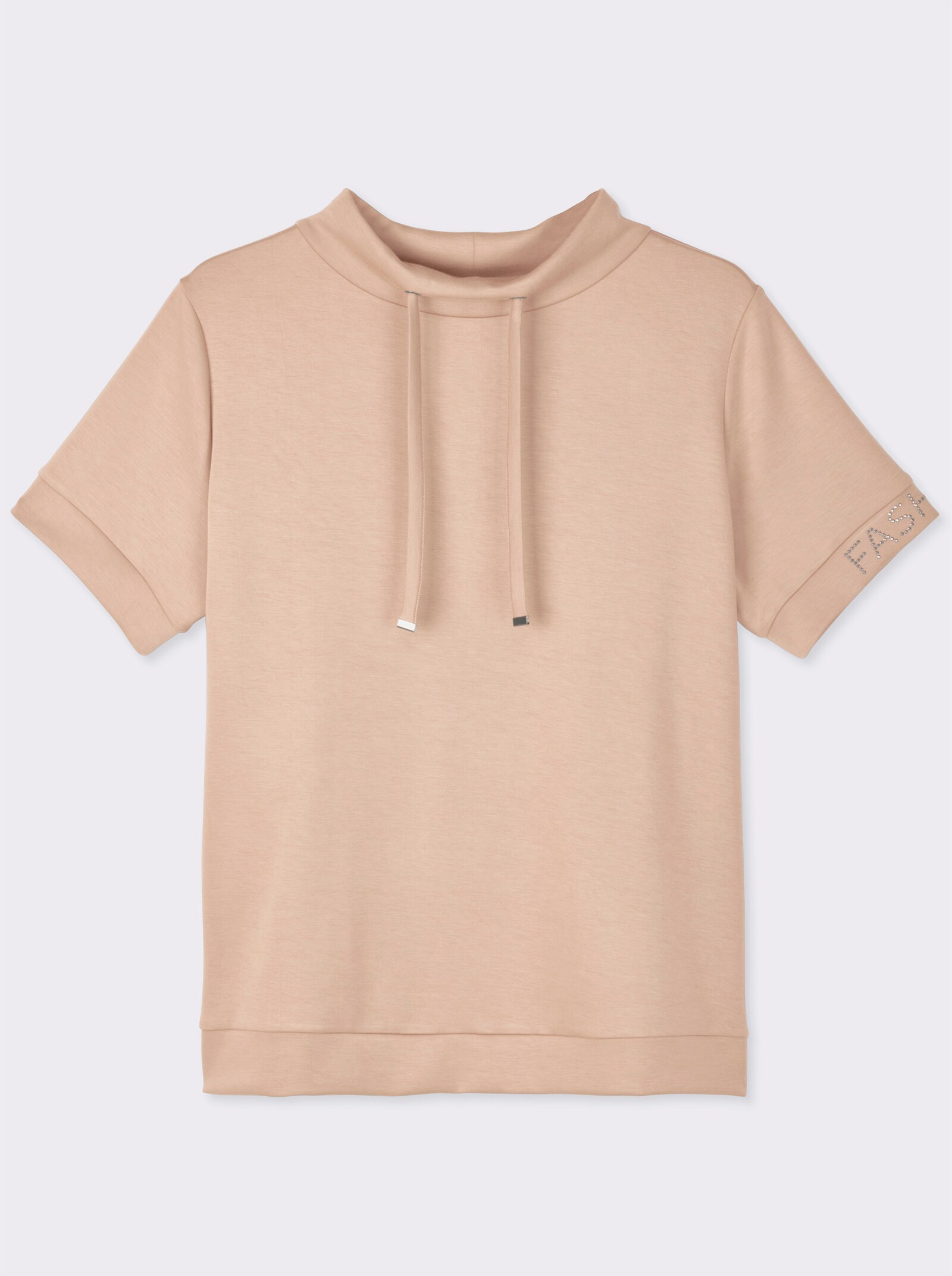 Stehkragenshirt in weichem Material - elfenbein