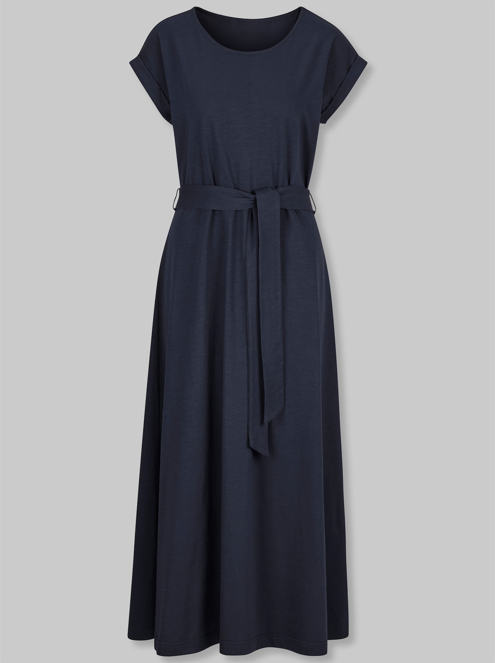heine Baumwollkleid mit Bindegürtel - marine