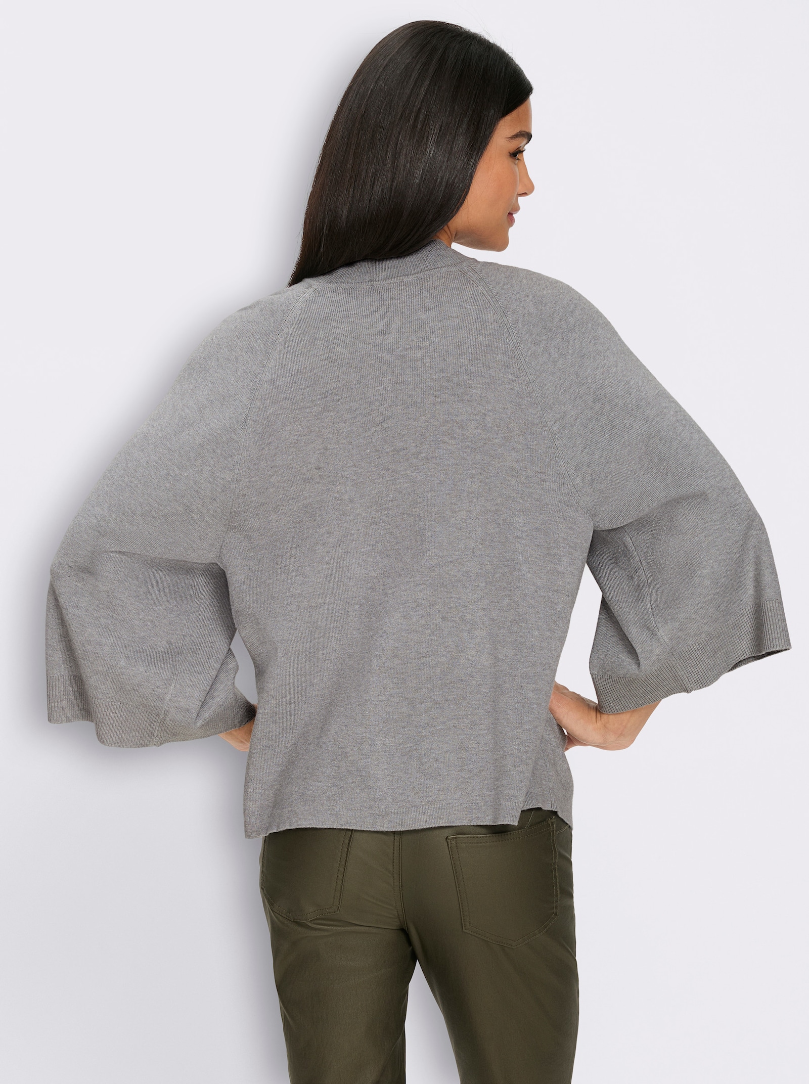 heine 3/4 Arm-Pullover mit Stehkragen - steingrau-meliert