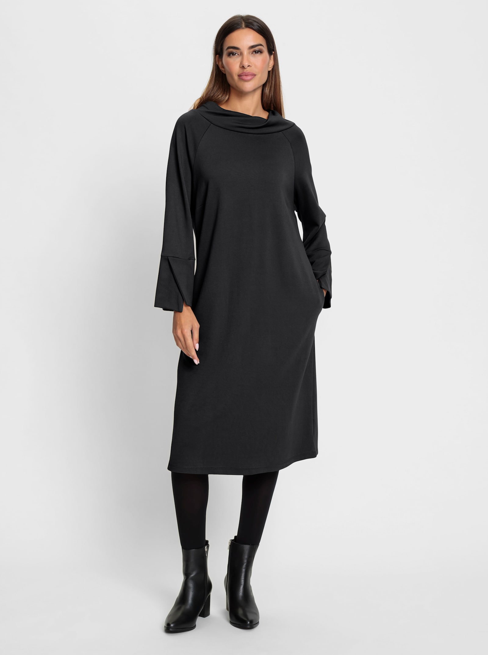 heine Robe en jersey avec grand col montant - noir