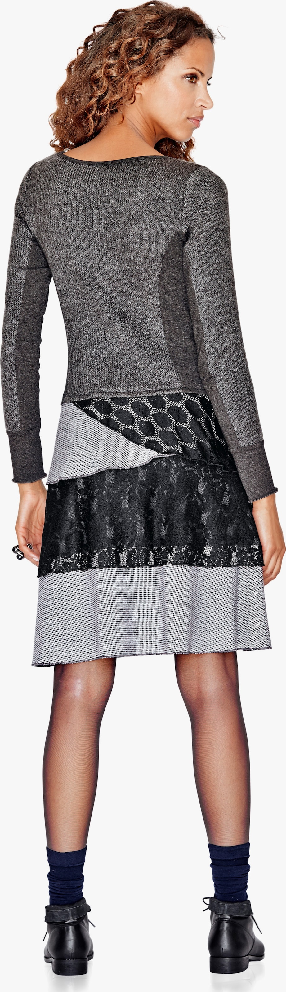 heine Jerseykleid in Material-Mix - schwarz