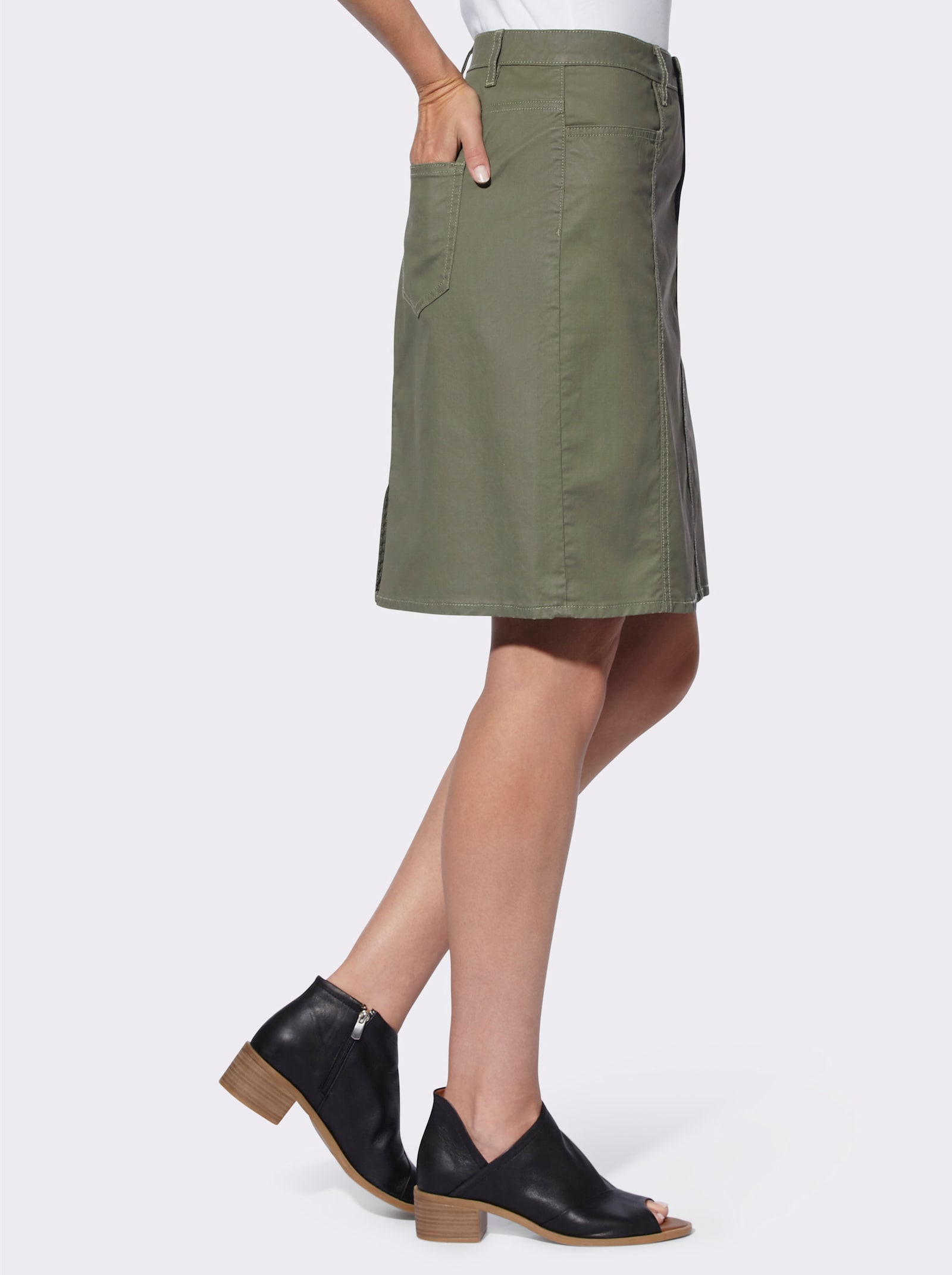 heine Webrock in leichter A-Linie - khaki