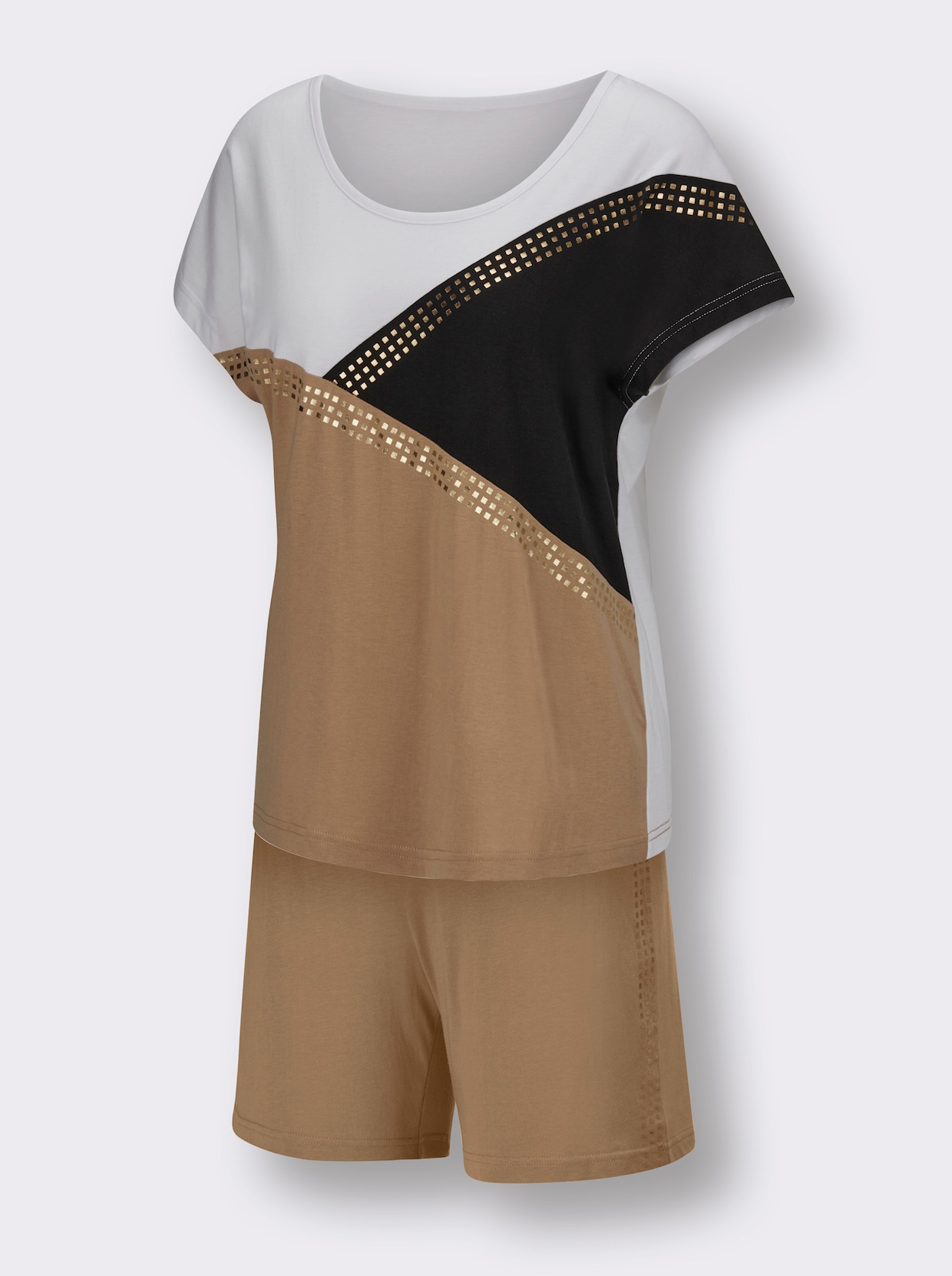 wäschepur Shorty's - camel/zwart + ecru/camel