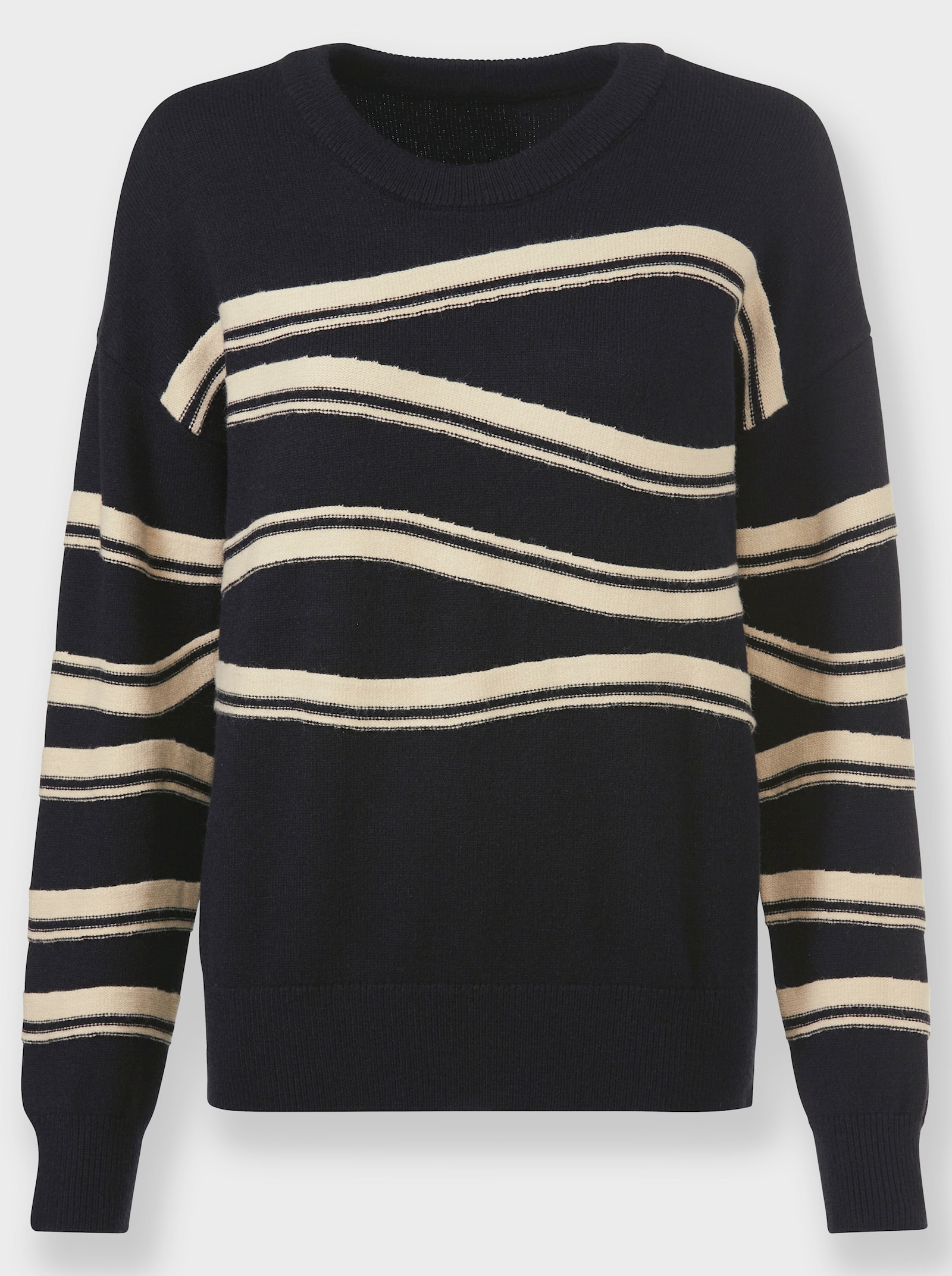 heine Pullover met lange mouwen en intarsia - zwart/zand gedessineerd