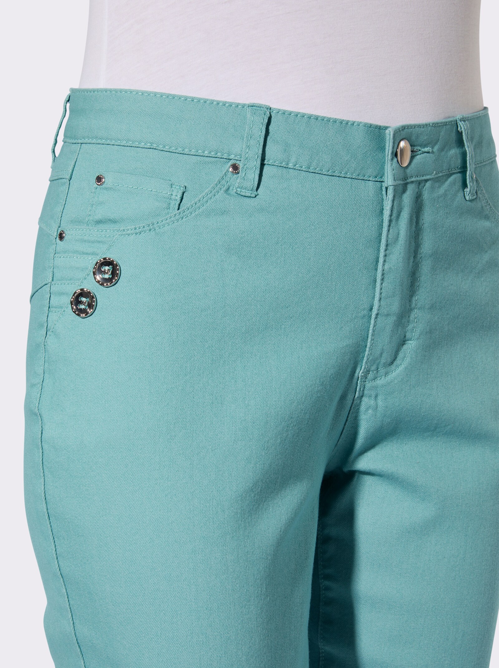 5-Pocket-Jeans mit Biesenverzierung - ozean