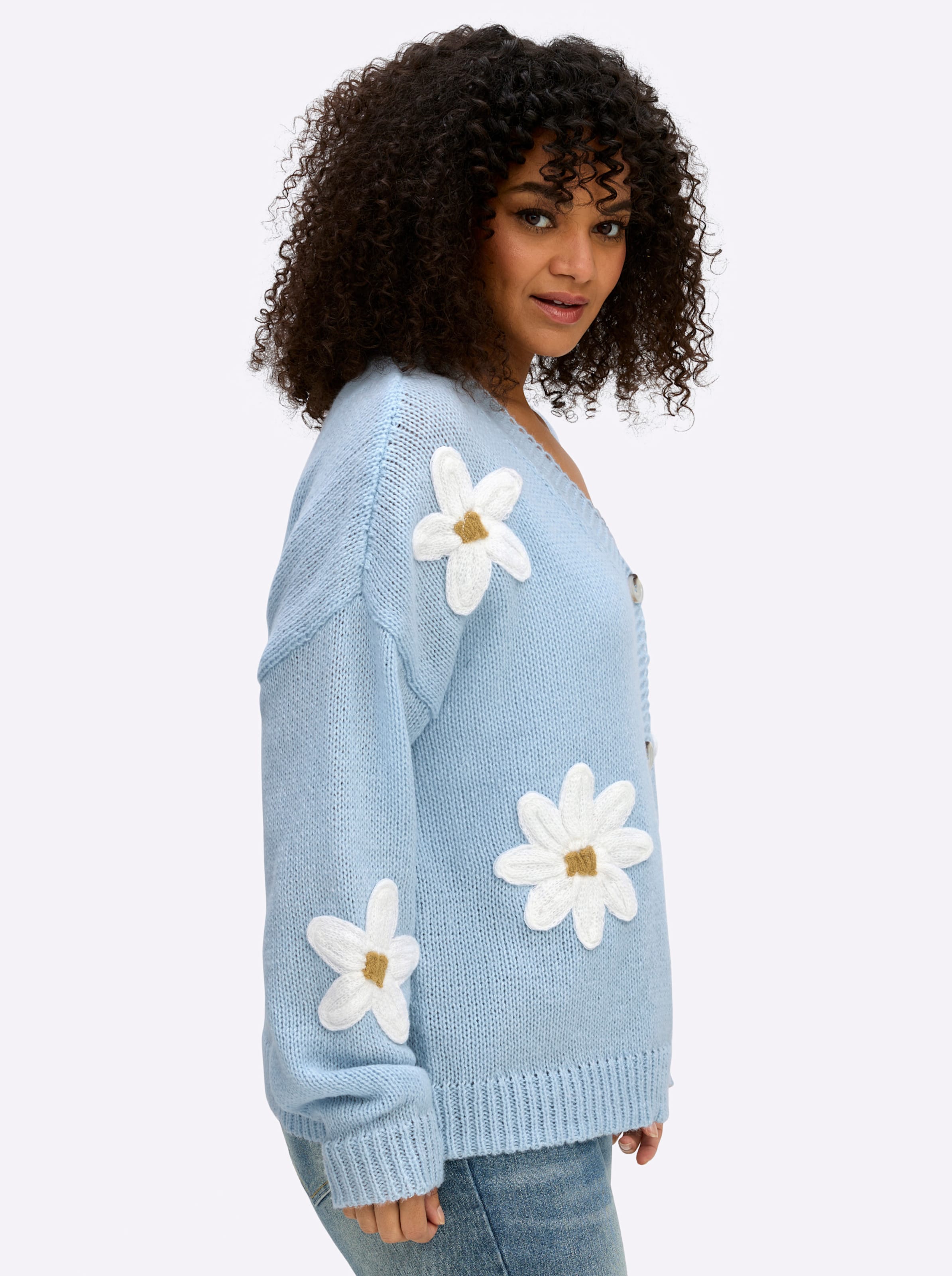 Hellblau Strickjacke
