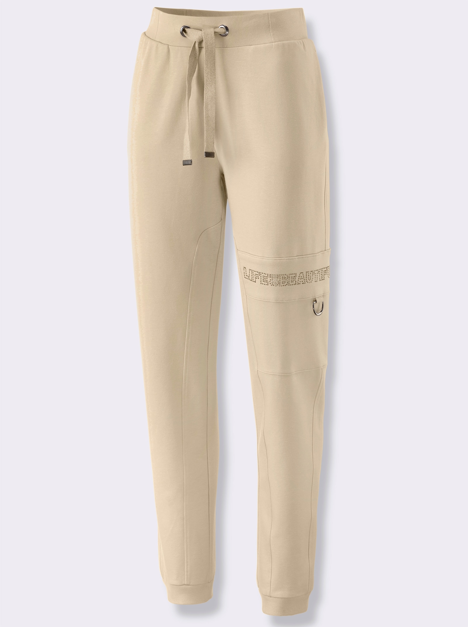 Jogg Pants mit Ripp-Abschlüssen - sand