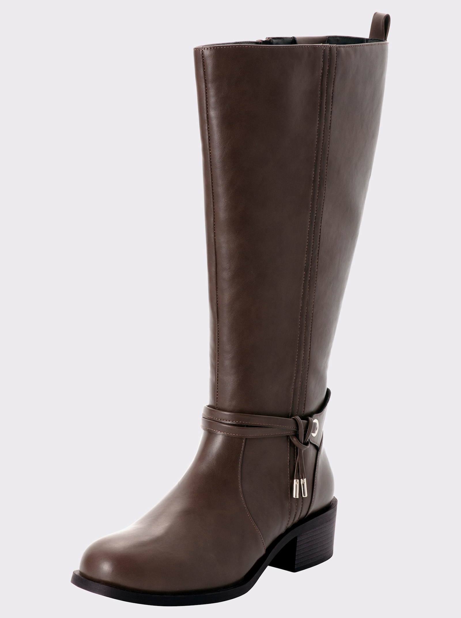 sheego Weitschaftstiefel mit Stretcheinsatz - schoko