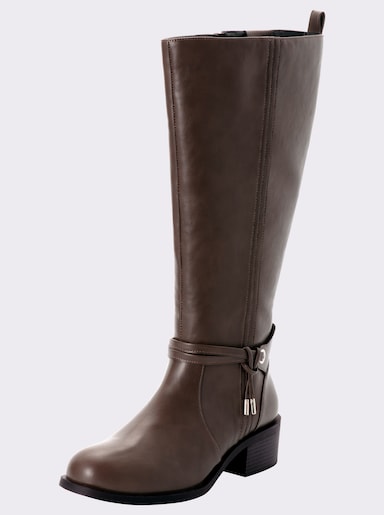 sheego Weitschaftstiefel mit Stretcheinsatz - schoko