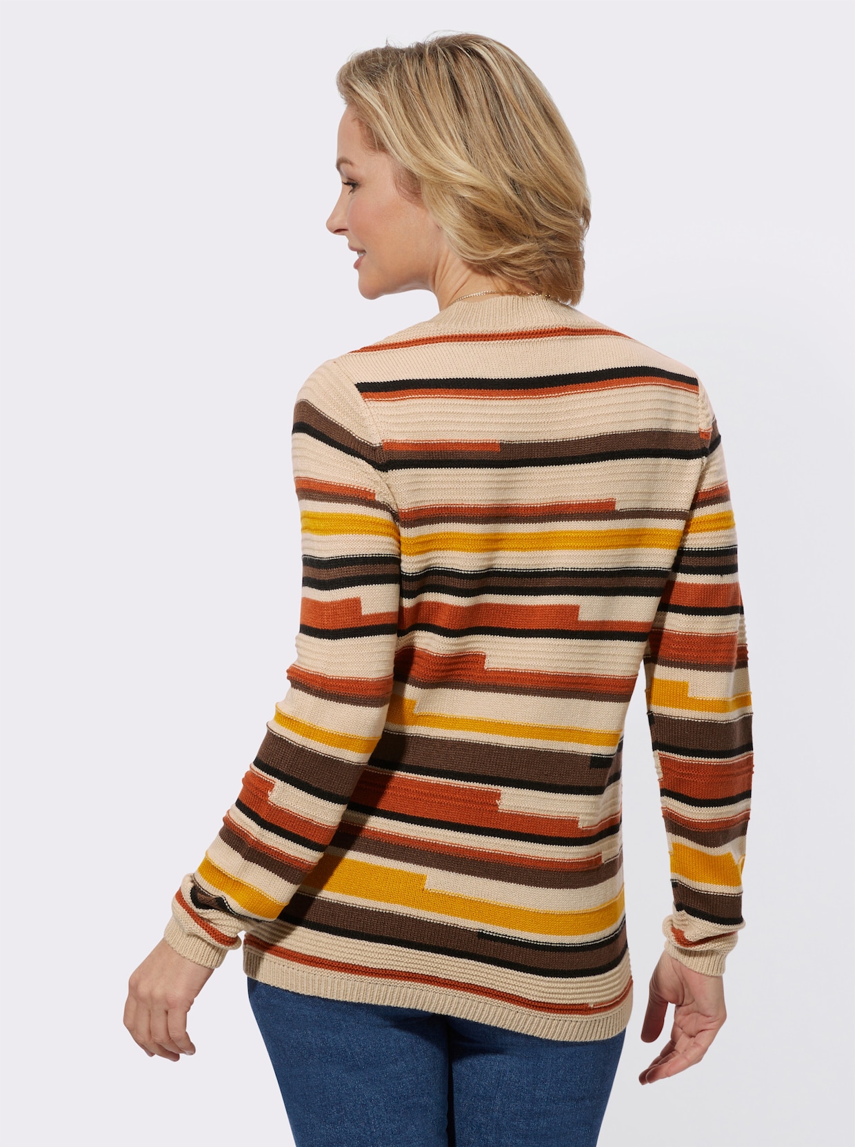 Pullover met lange mouwen - zand/roestrood gedessineerd