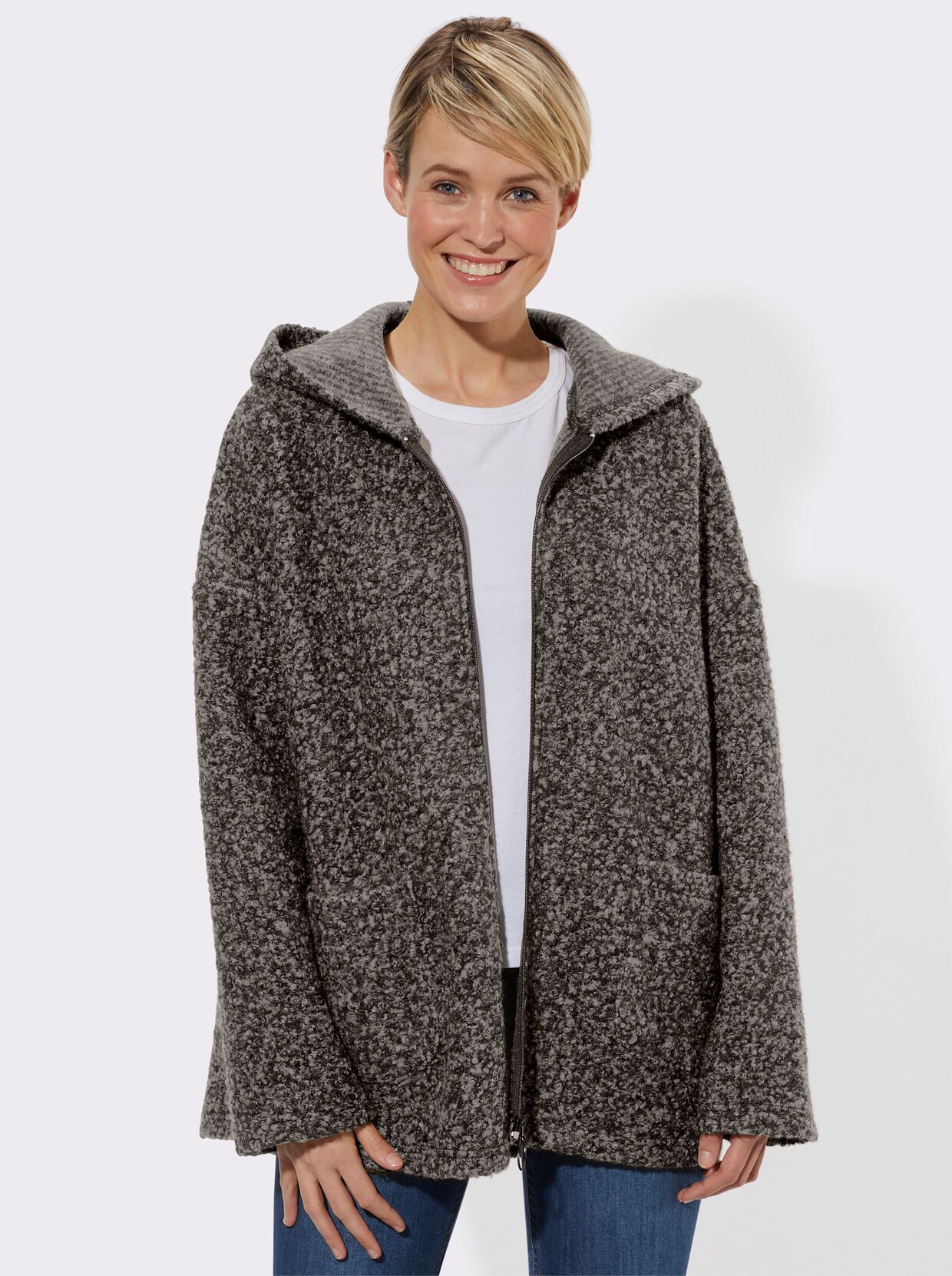 Freizeitjacke - sand-schwarz-meliert