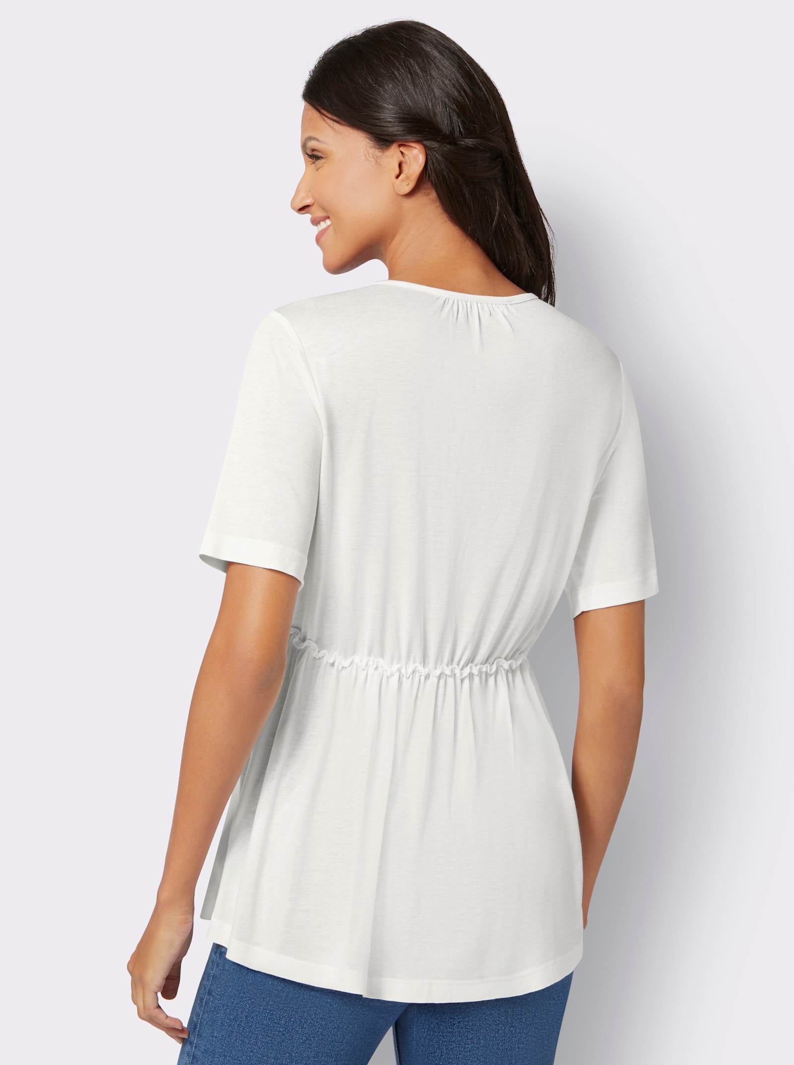 Tunikashirt mit Spitzen-Einsatz - ecru