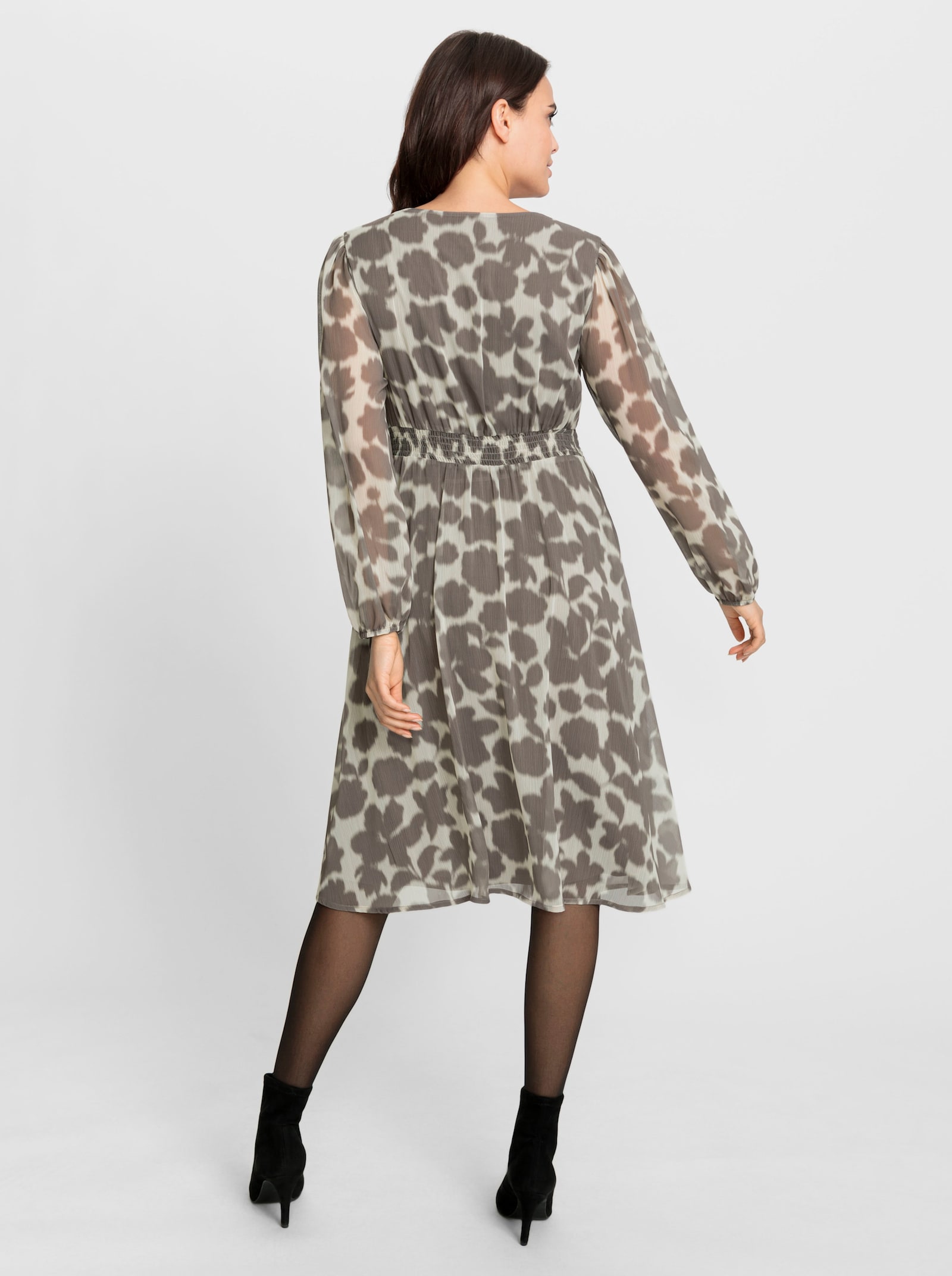 heine Jurk met print van chiffon, gebloemd - champagne/taupe bedrukt