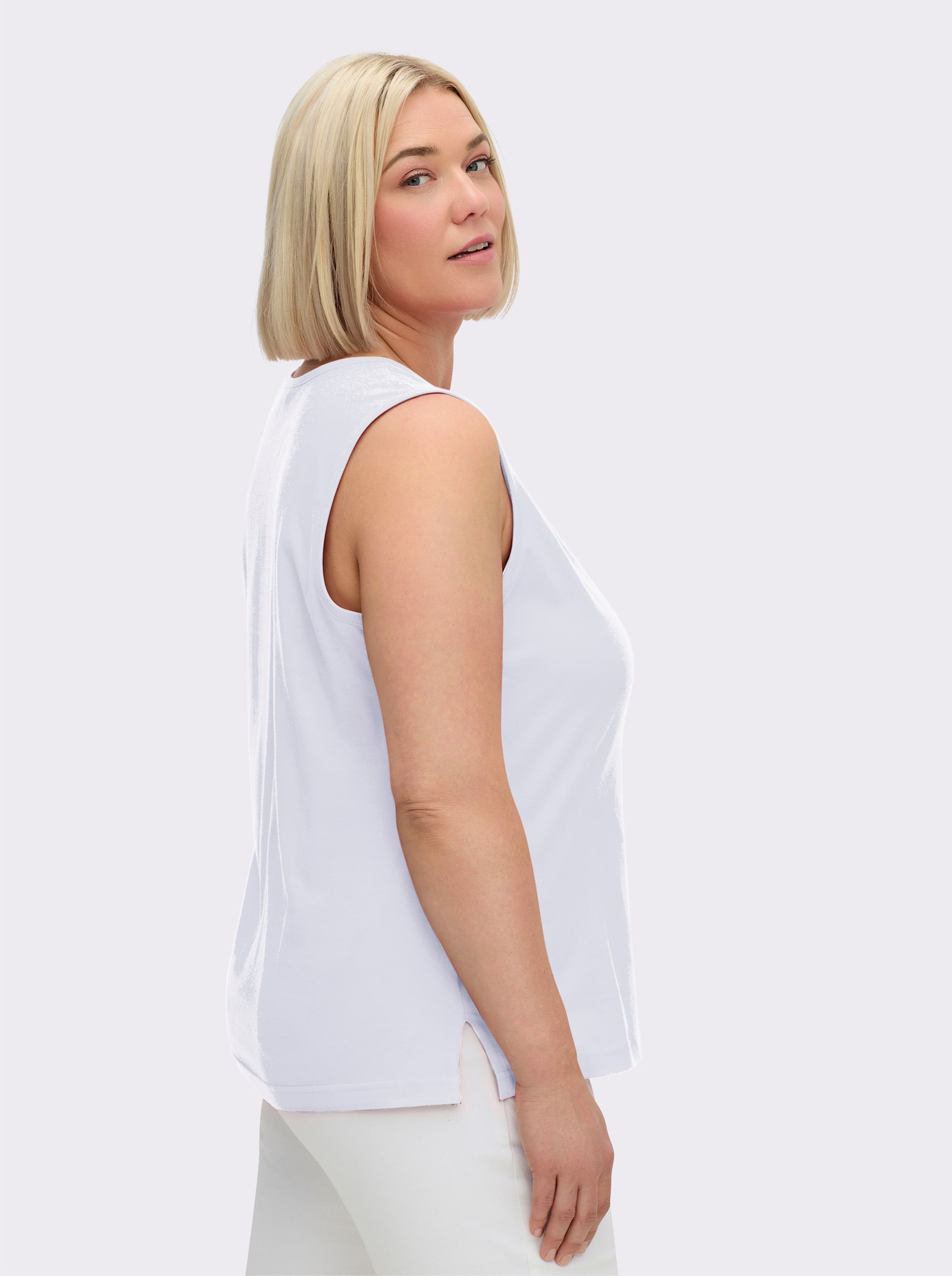 Shirttop mit Seitenschlitzen - weiß