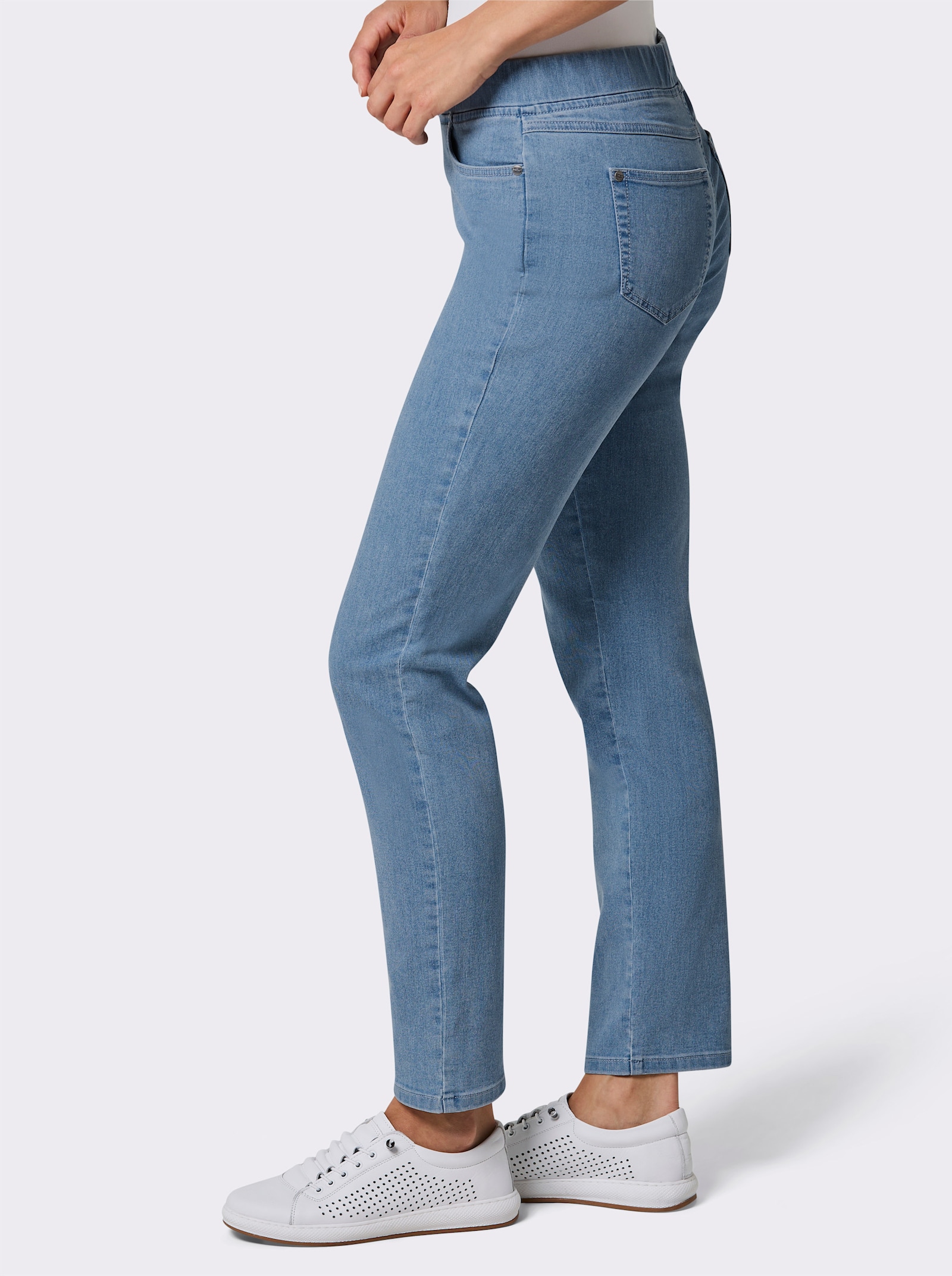 Ascari Schlupfjeans mit Dehnbund - blue-bleached